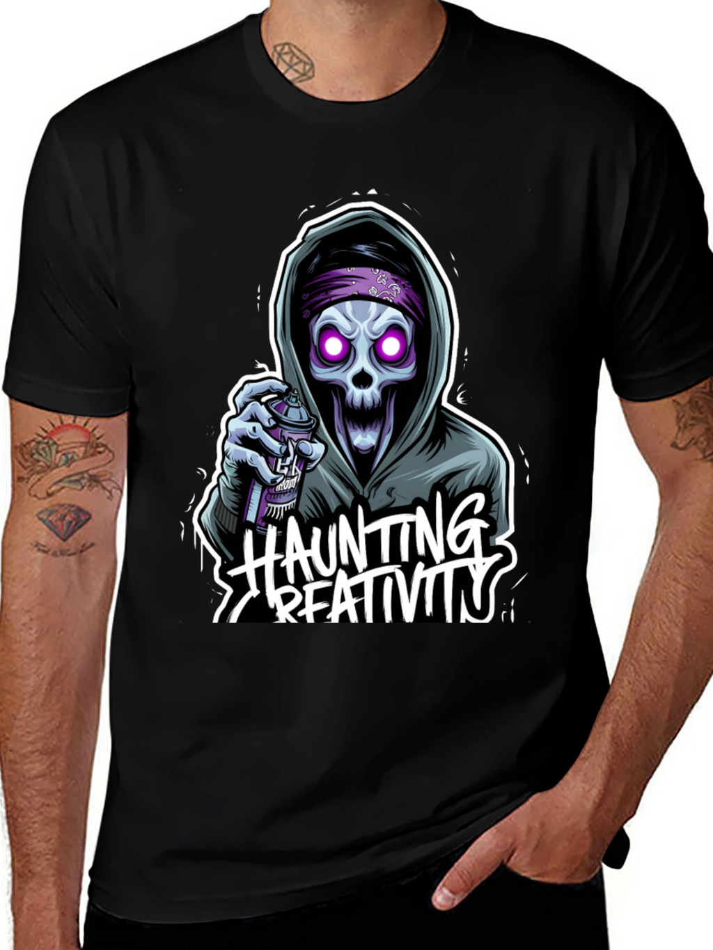 Haunting Creativity Skull Graphic T-Shirt