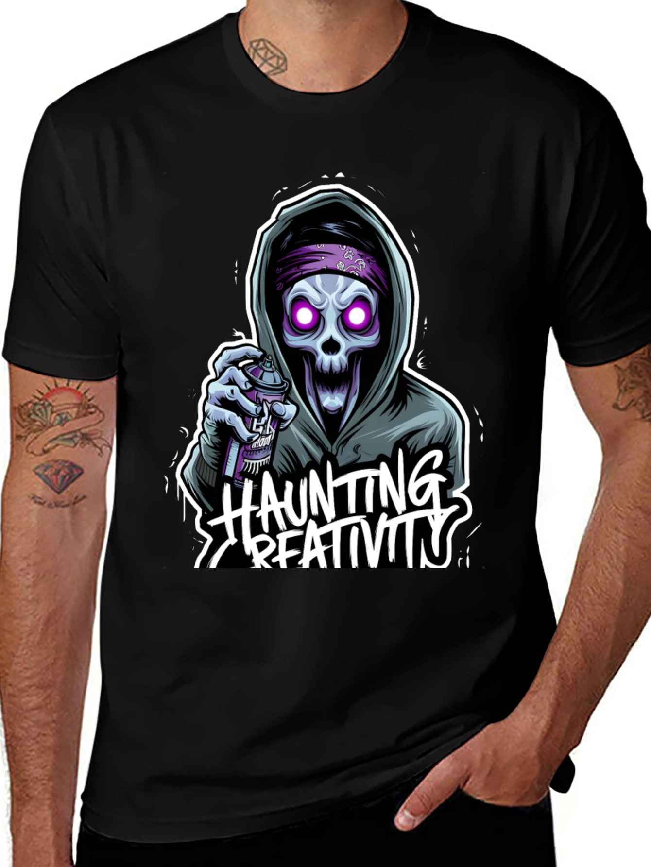 Haunting Creativity Skull Graphic T-Shirt