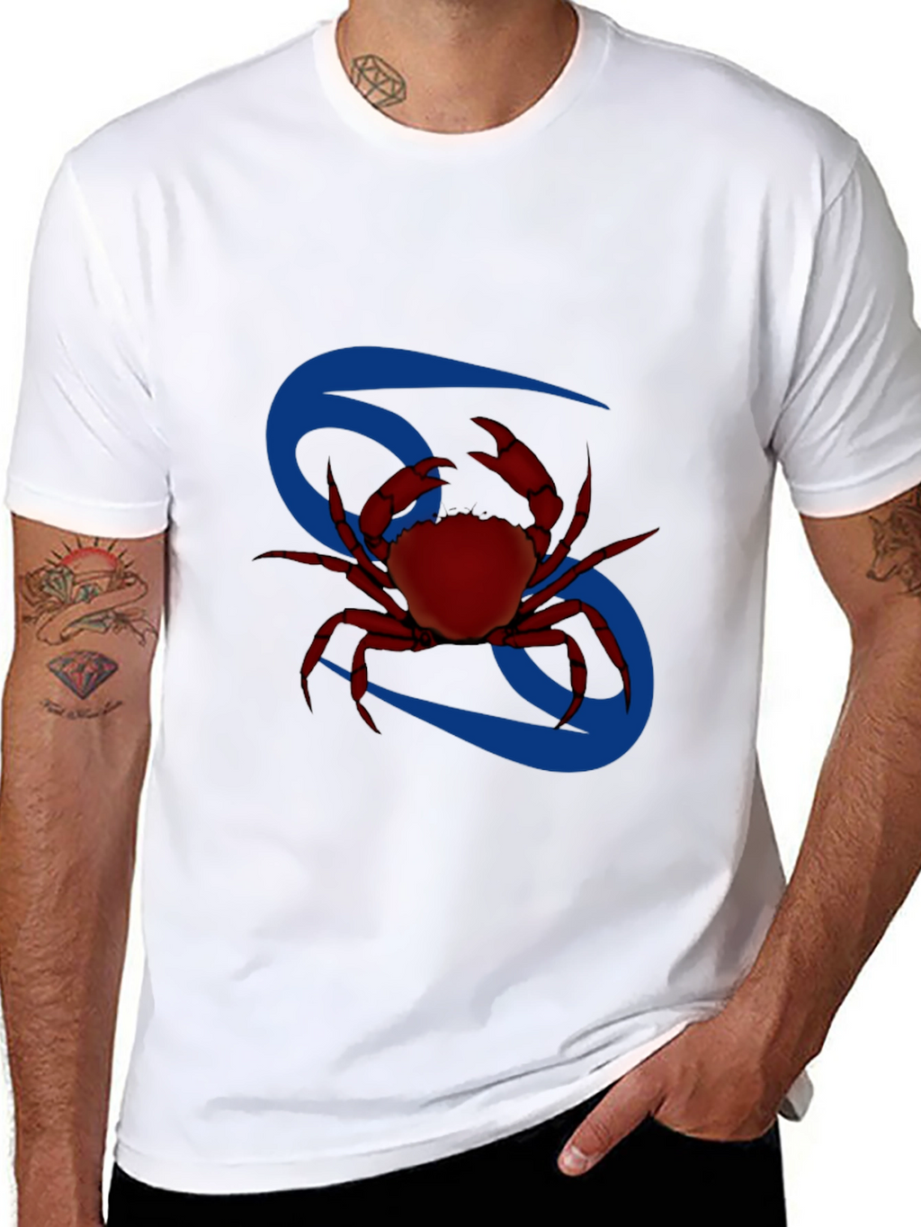 Cancer Zodiac T-Shirt - Red Crab Design