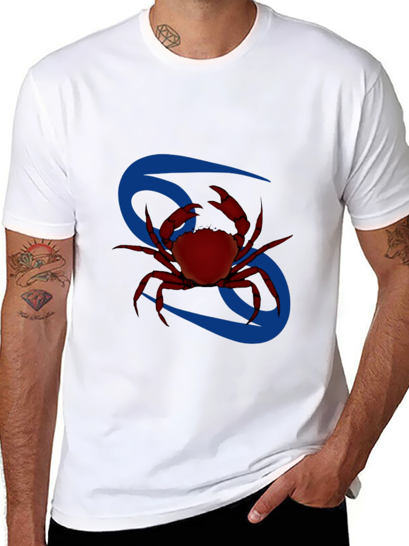 Cancer Zodiac T-Shirt - Red Crab Design