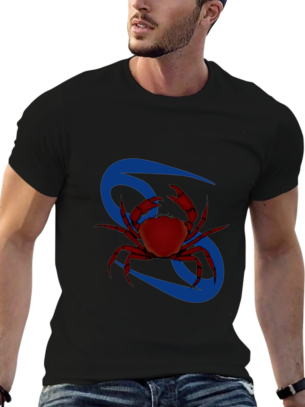 Cancer Zodiac T-Shirt - Red Crab Design