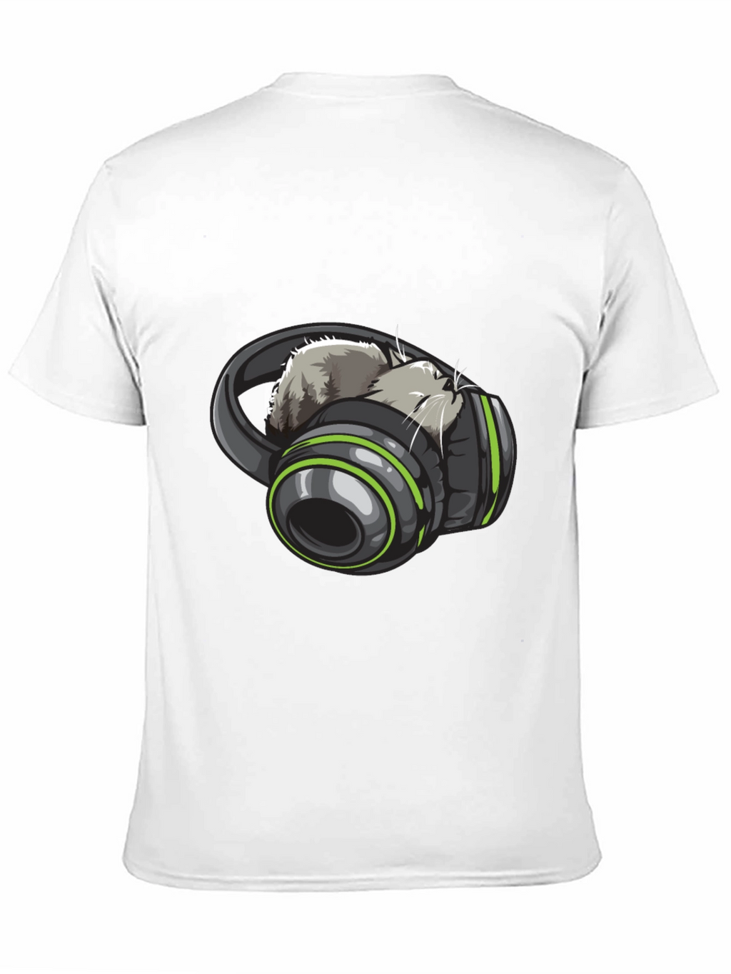 Cat Headphones Graphic Tee - Black