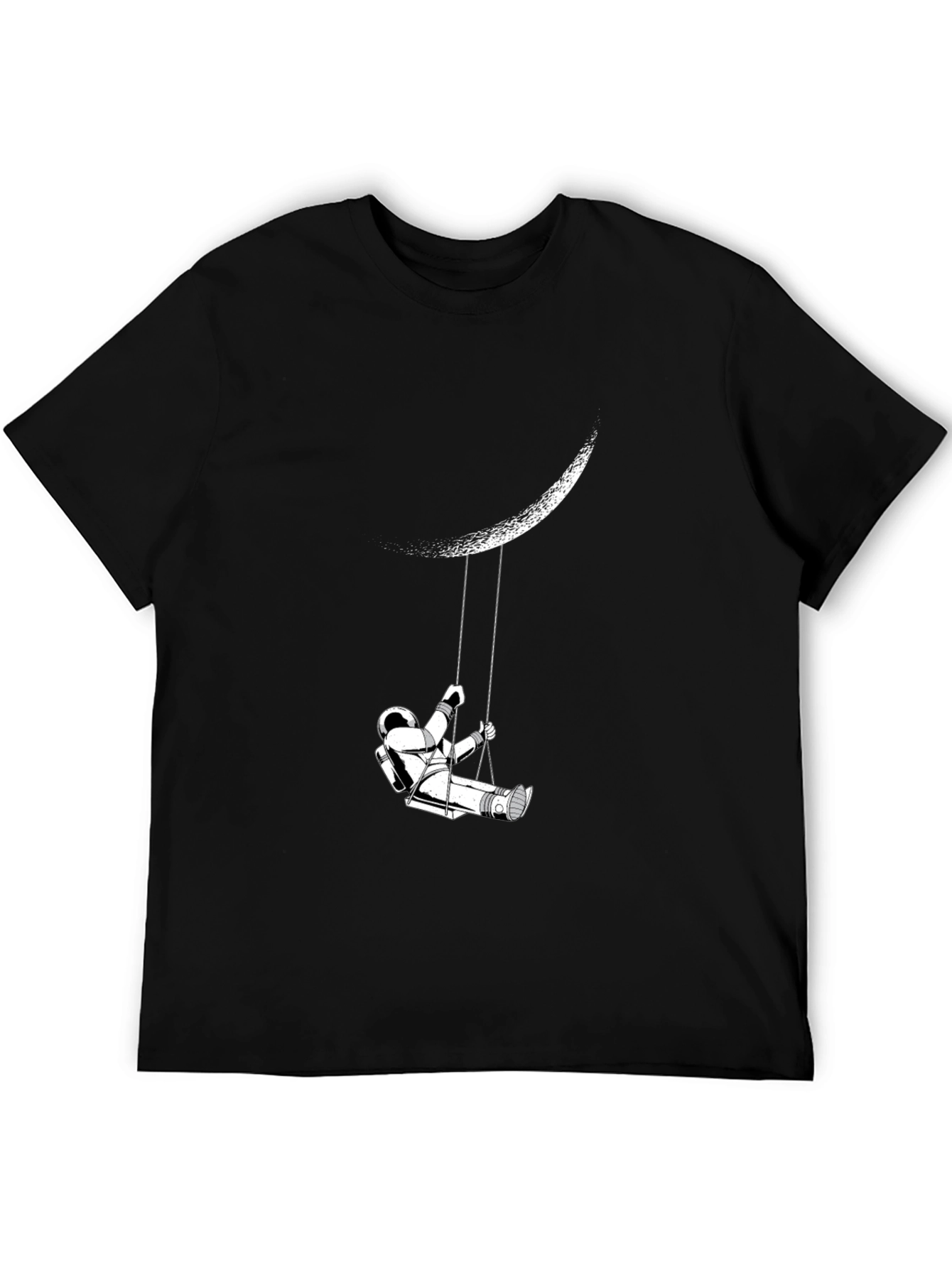 Astronaut Moon Swing Black T-Shirt - Dreamer Space Tee