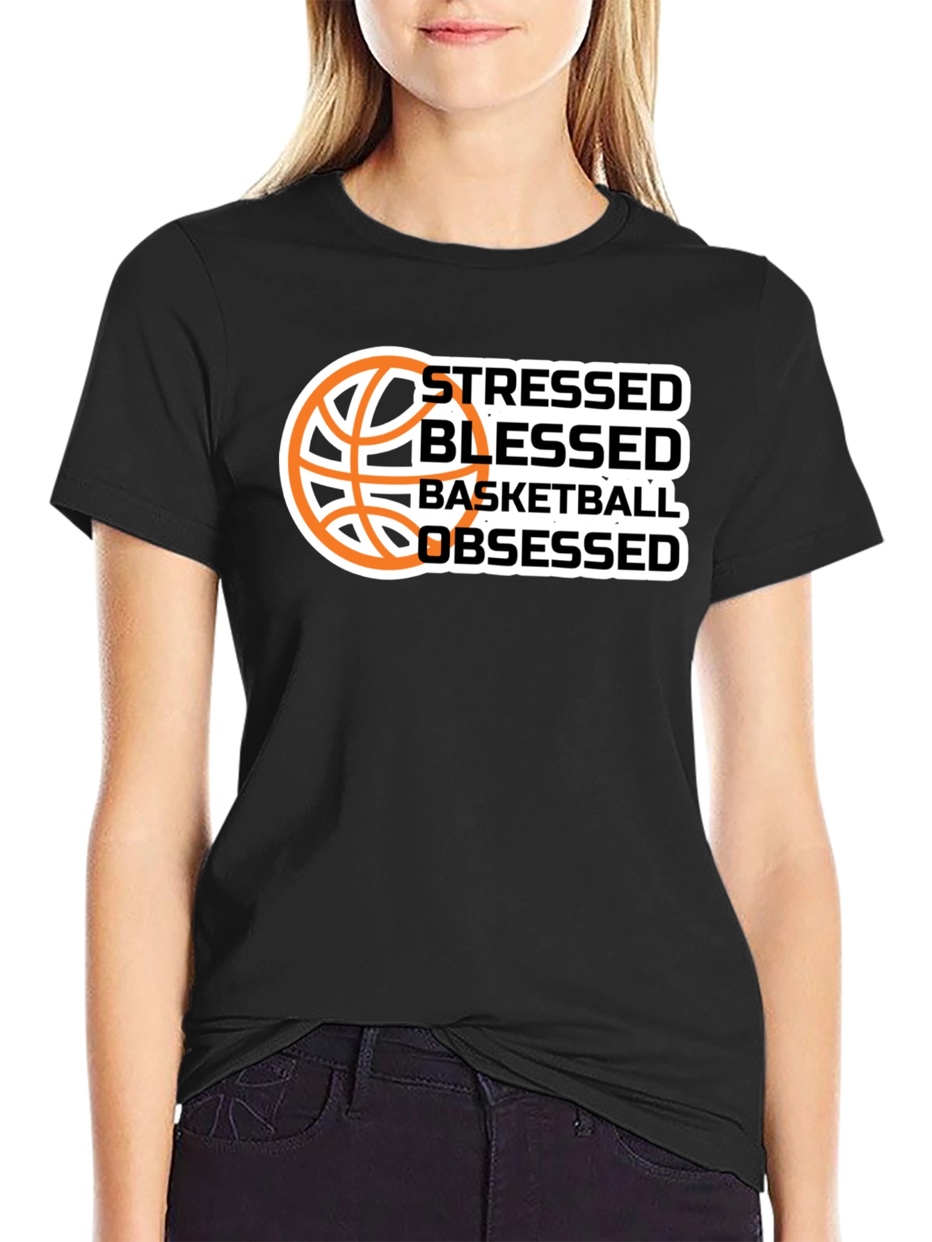 Stressed Blessed Basketball Obsessed Graphic T-Shirt