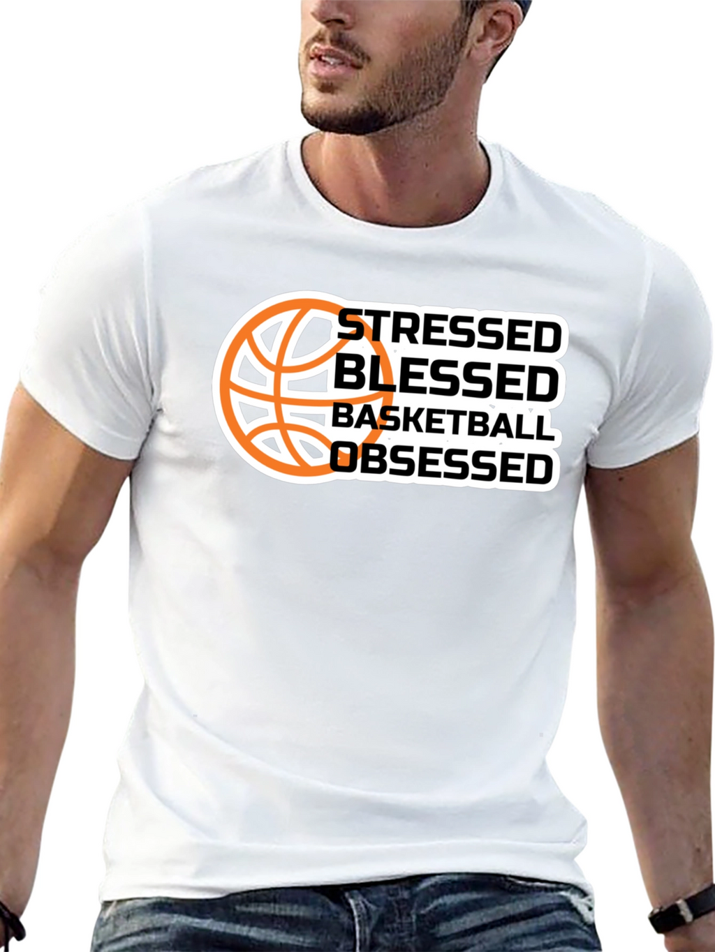 Stressed Blessed Basketball Obsessed Graphic T-Shirt