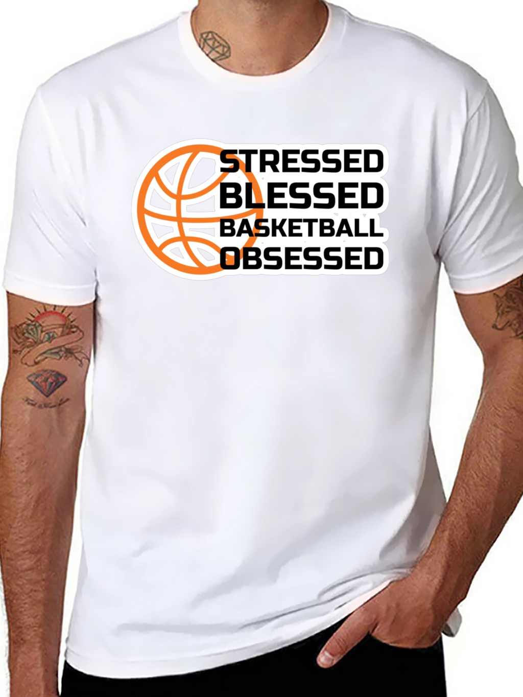 Stressed Blessed Basketball Obsessed Graphic T-Shirt