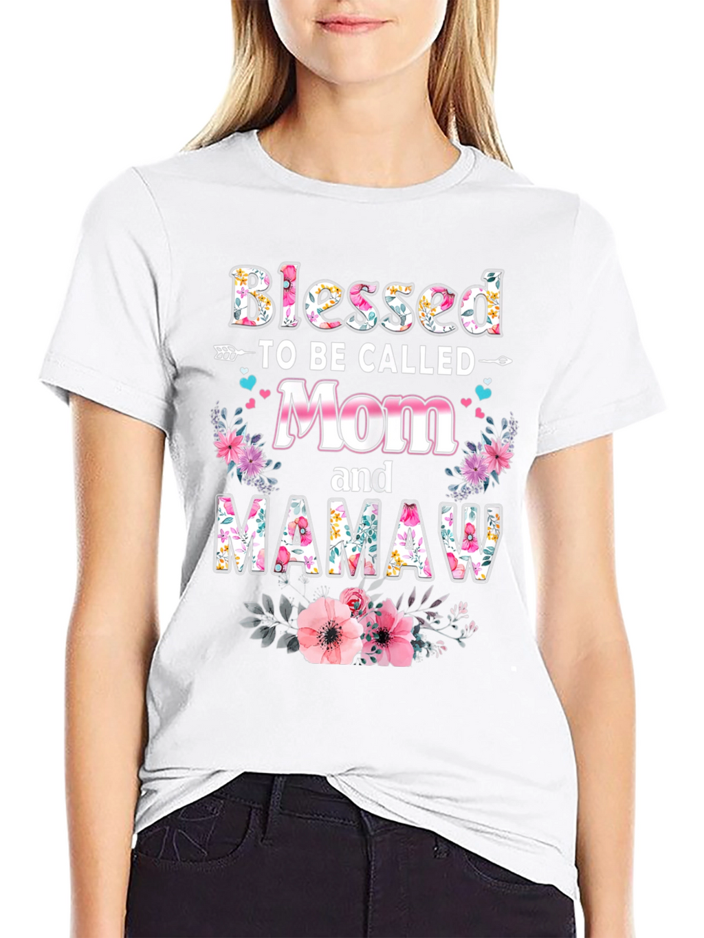 Blessed Mom & Mamaw Floral T-Shirt