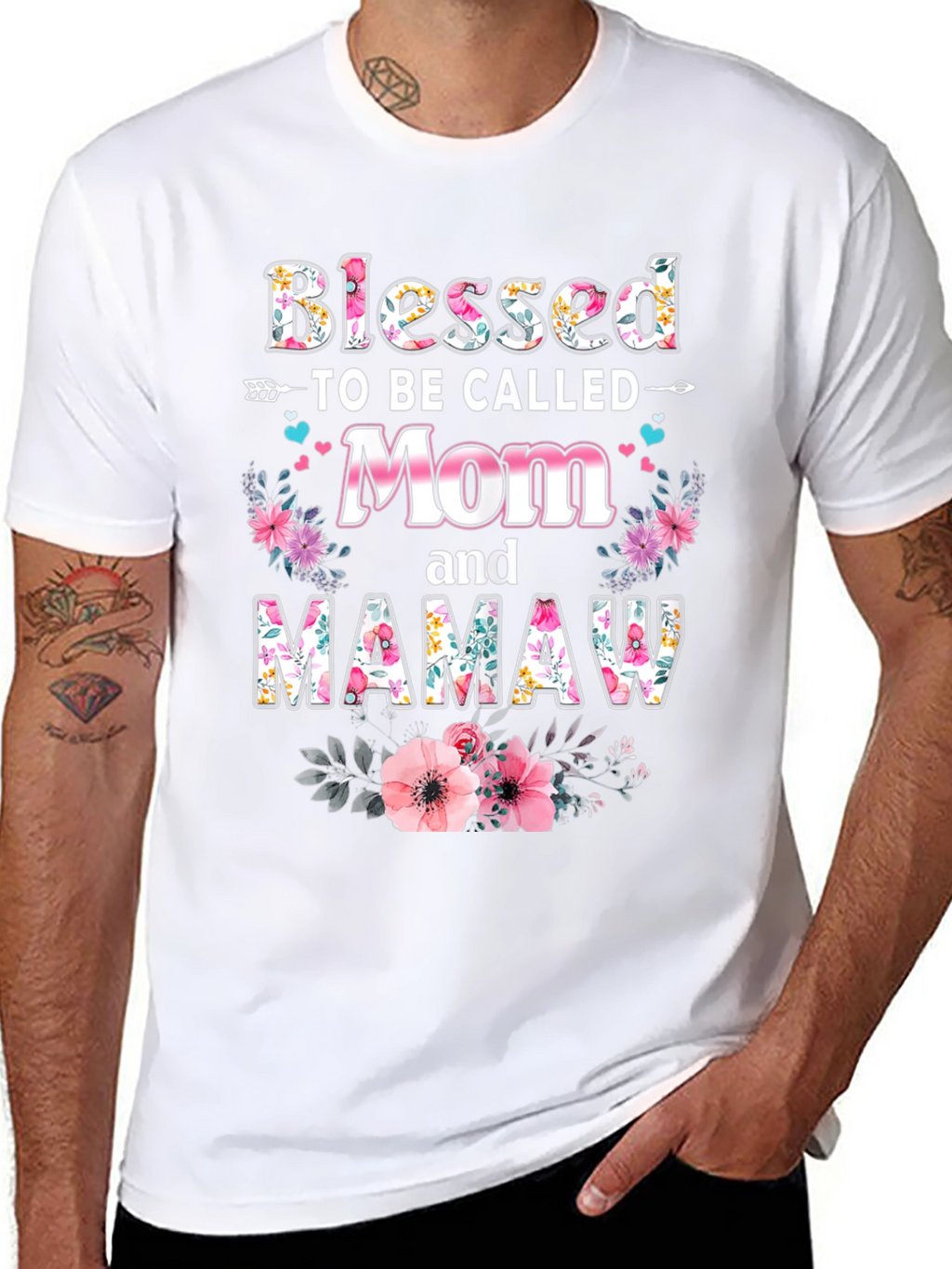Blessed Mom & Mamaw Floral T-Shirt