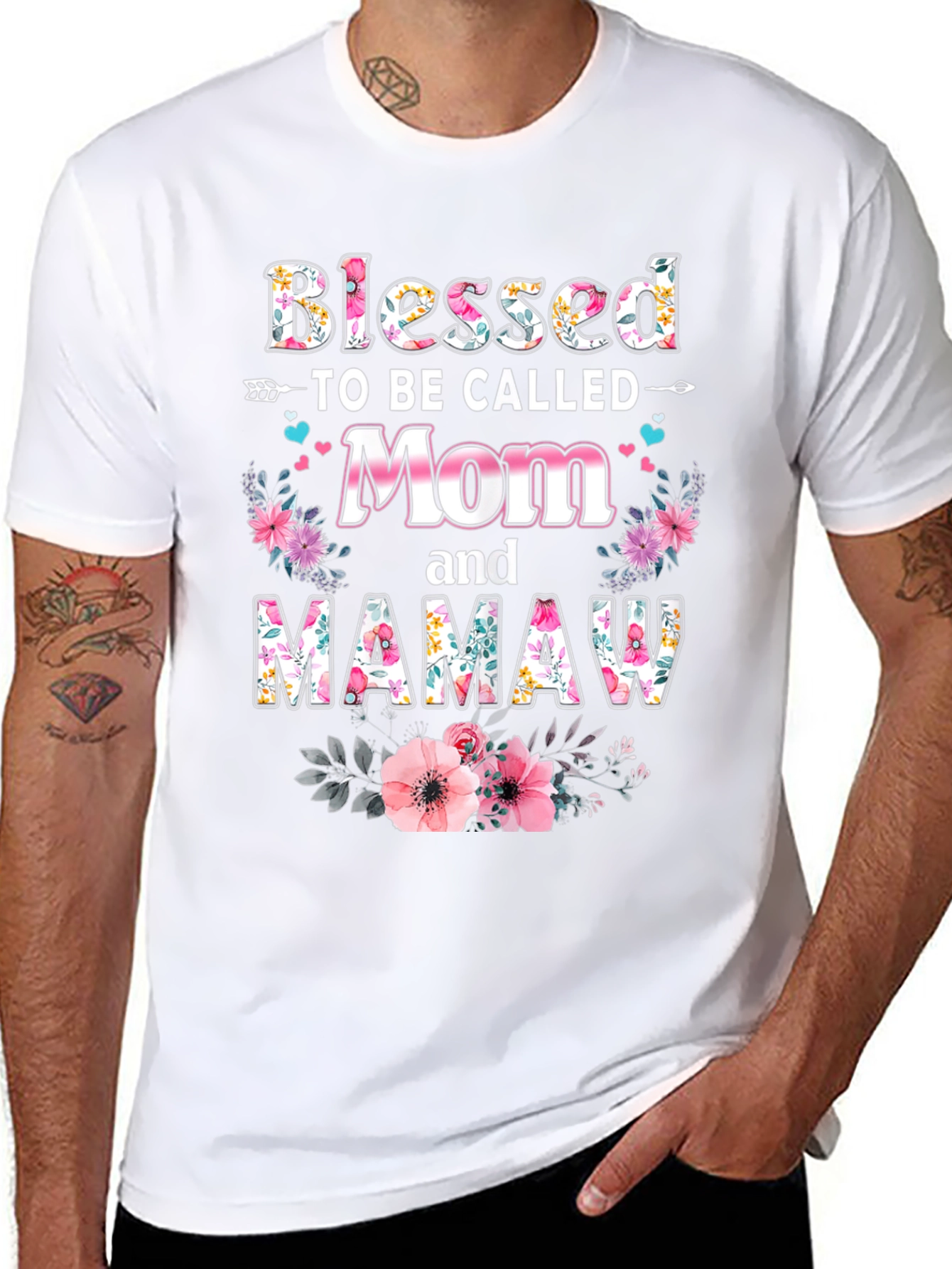 Blessed Mom & Mamaw Floral T-Shirt