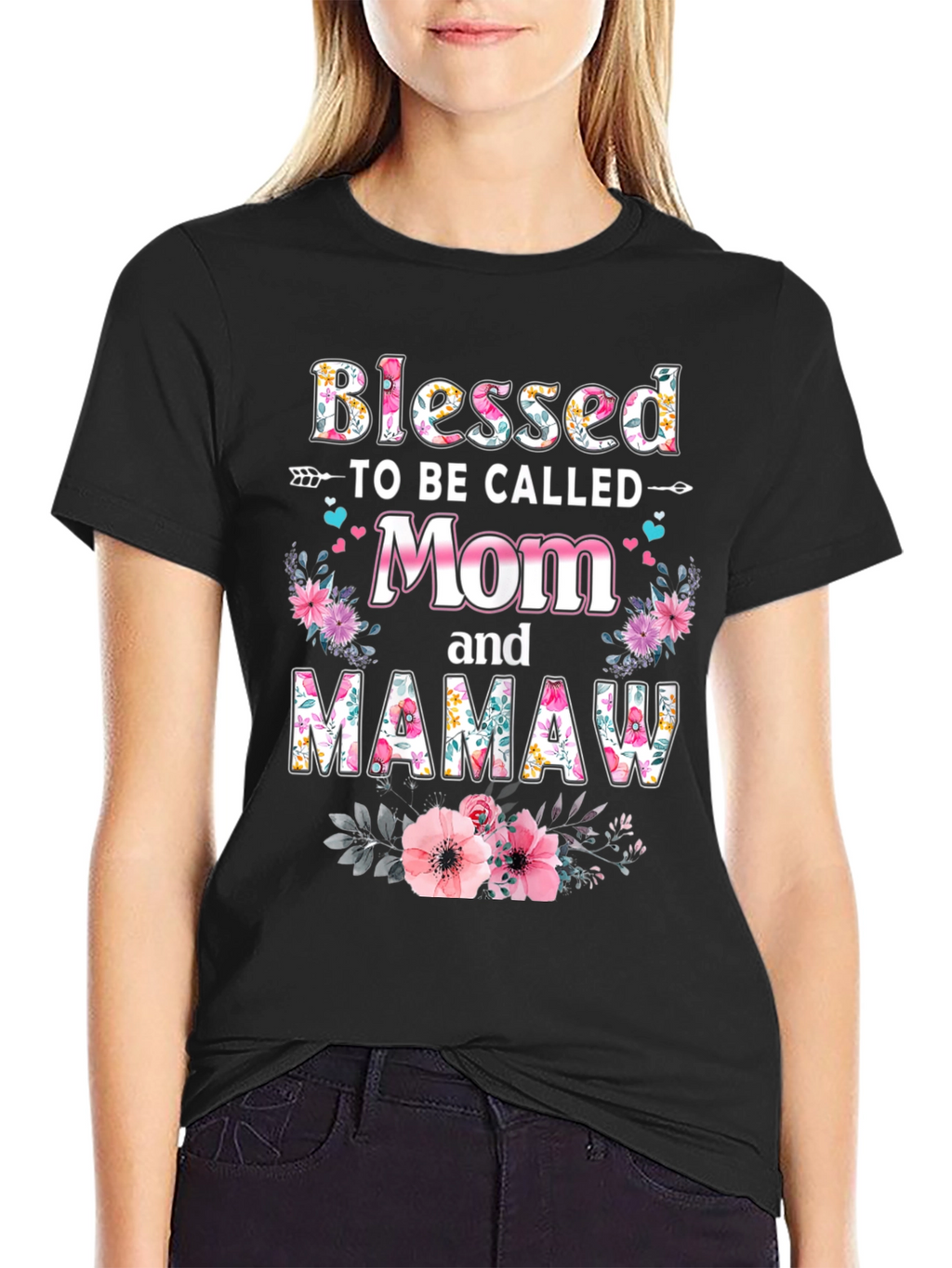 Blessed Mom & Mamaw Floral T-Shirt