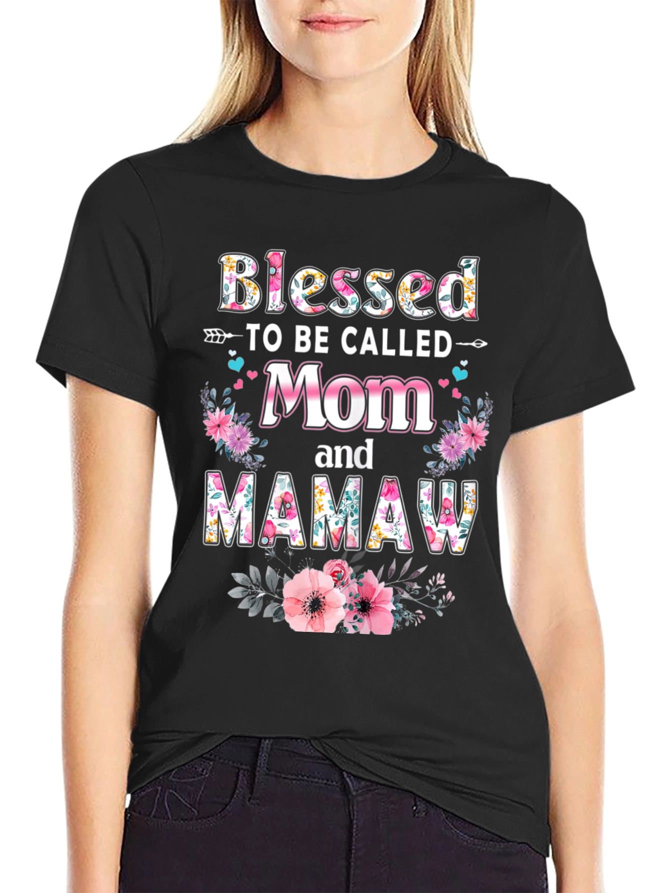 Blessed Mom & Mamaw Floral T-Shirt