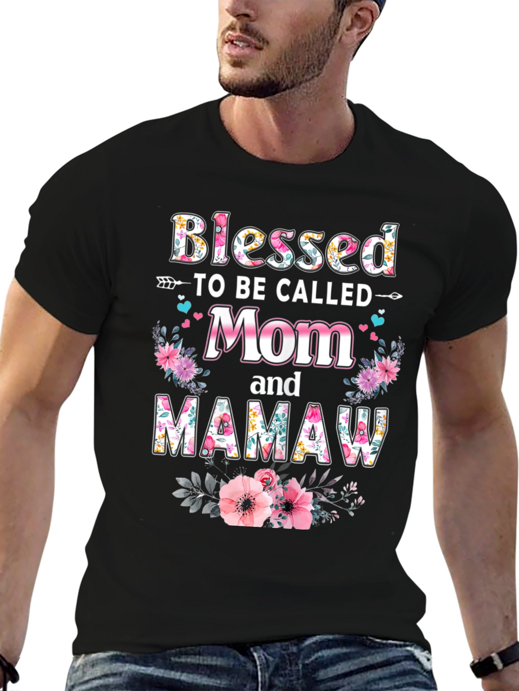 Blessed Mom & Mamaw Floral T-Shirt