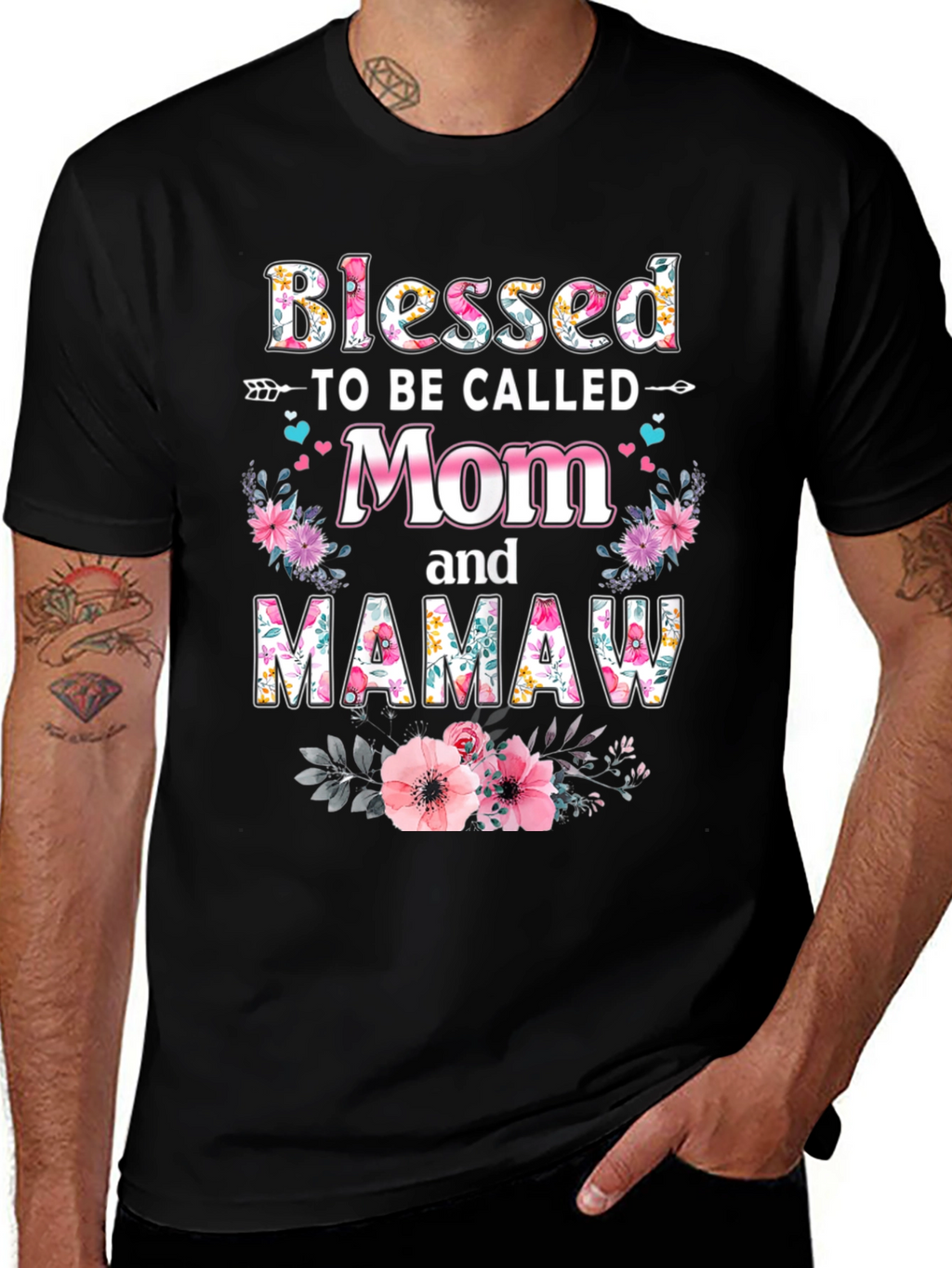 Blessed Mom & Mamaw Floral T-Shirt