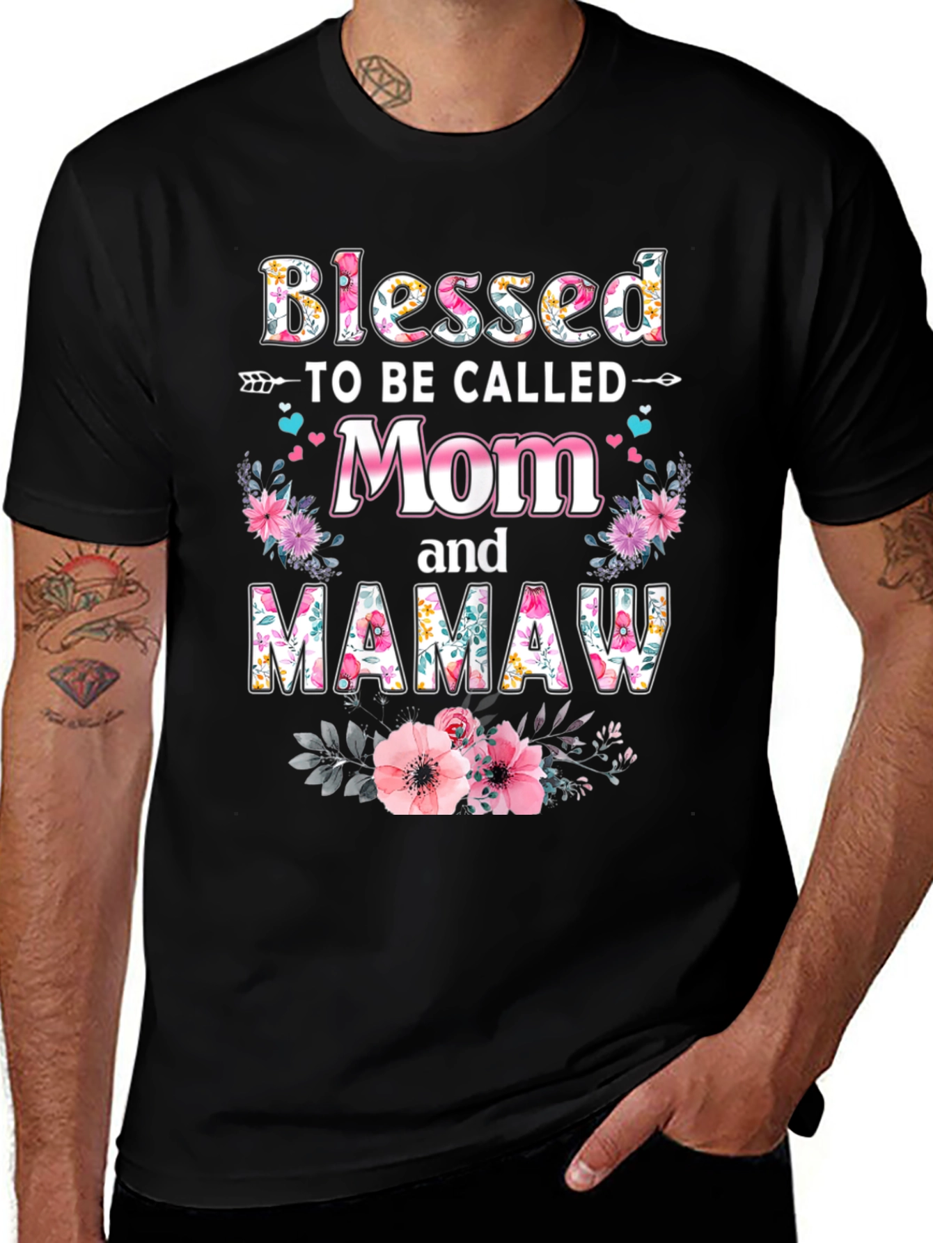 Blessed Mom & Mamaw Floral T-Shirt
