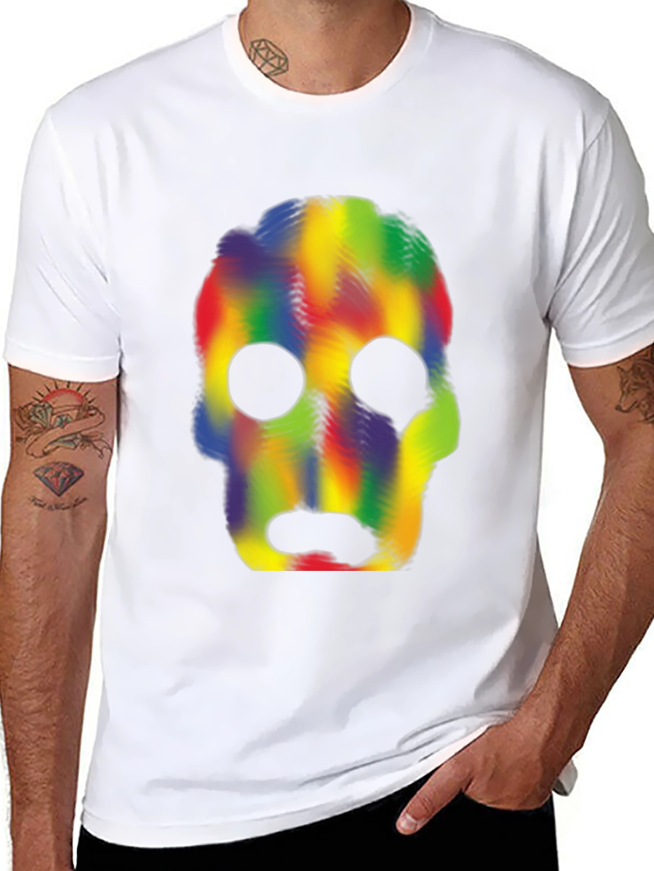 Rainbow Skull Graphic Tee - Mens Black T-Shirt