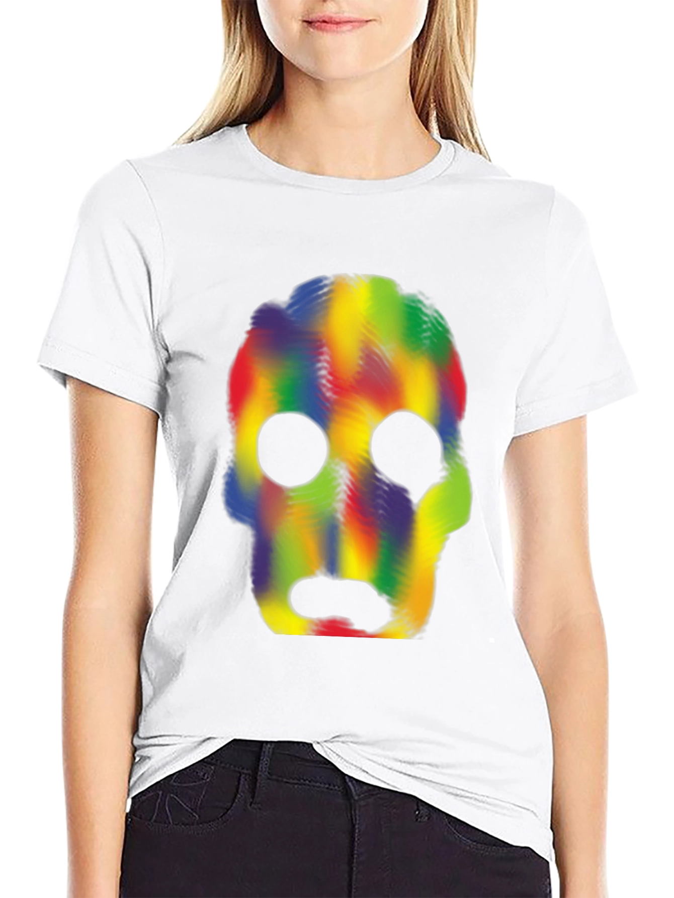 Rainbow Skull Graphic Tee - Mens Black T-Shirt