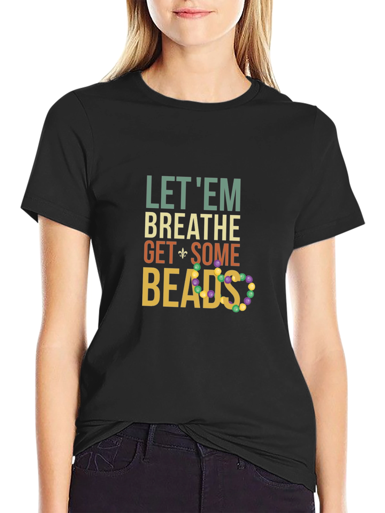 Let Em Breathe Get Some Beads Graphic T-Shirt
