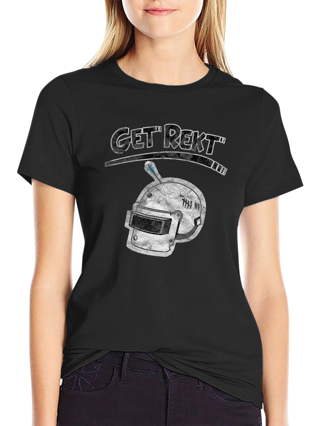 Get Rekt PUBG Helmet Graphic T-Shirt