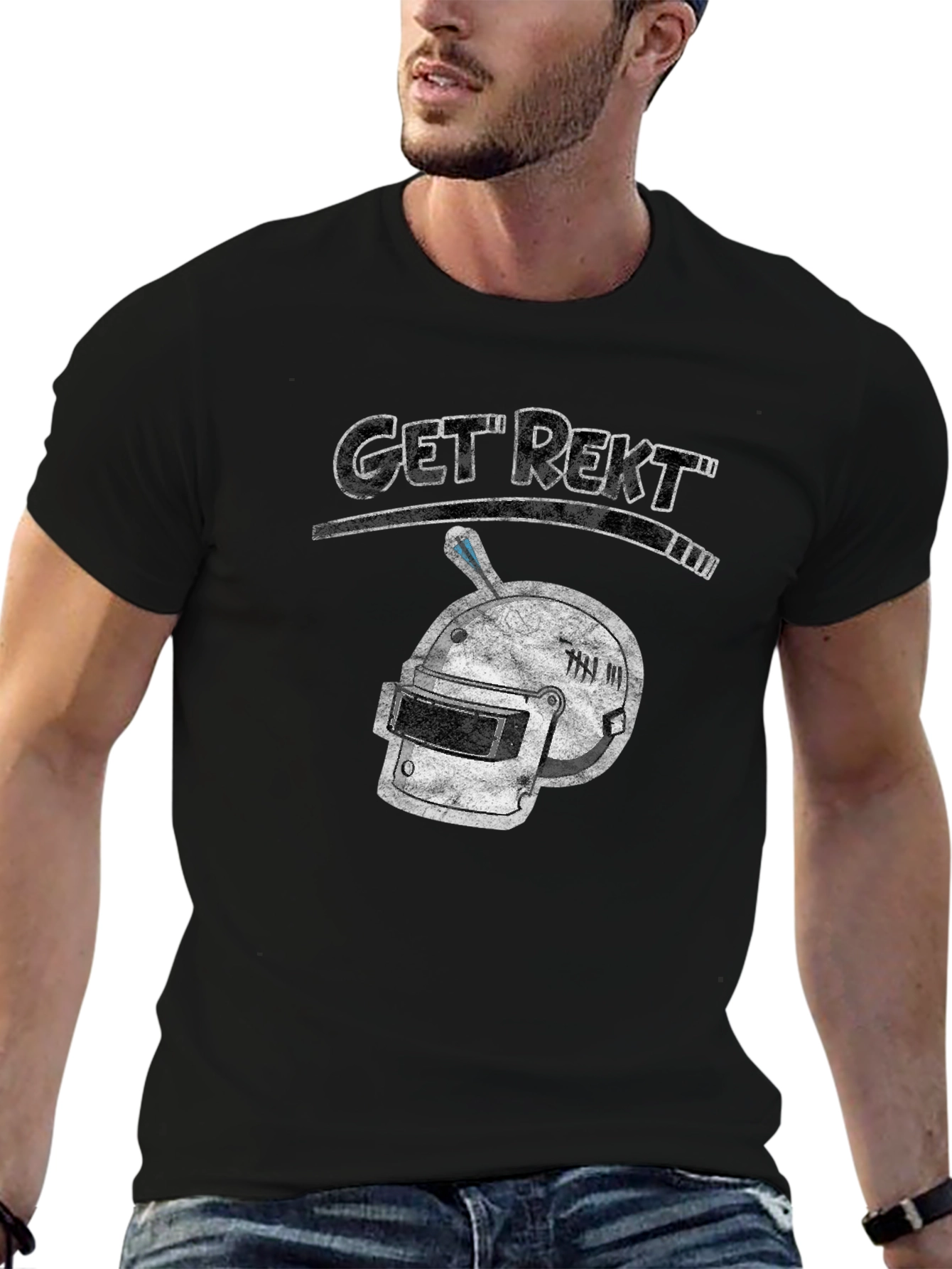 Get Rekt PUBG Helmet Graphic T-Shirt