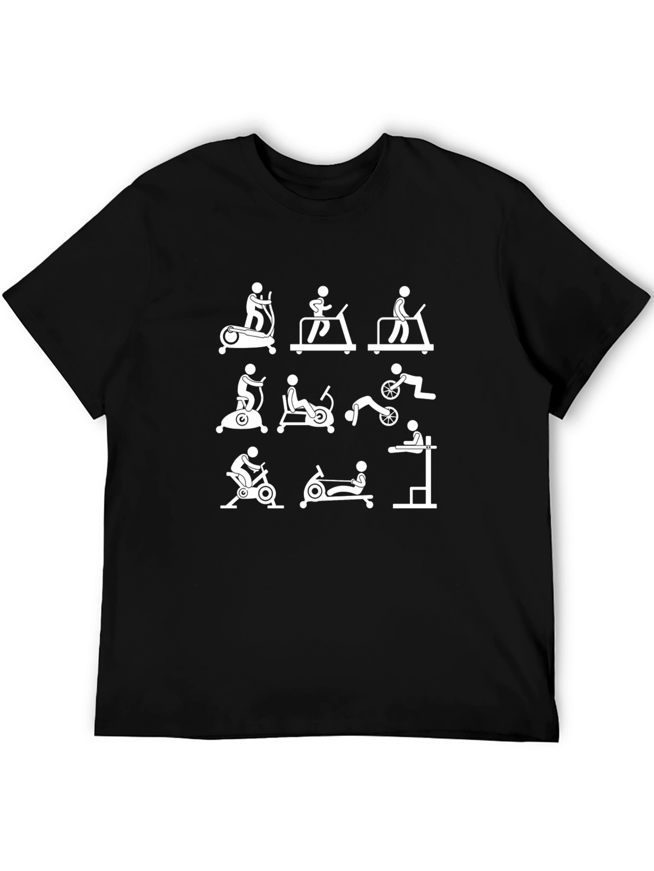 Gym Workout Stick Figures Black T-Shirt
