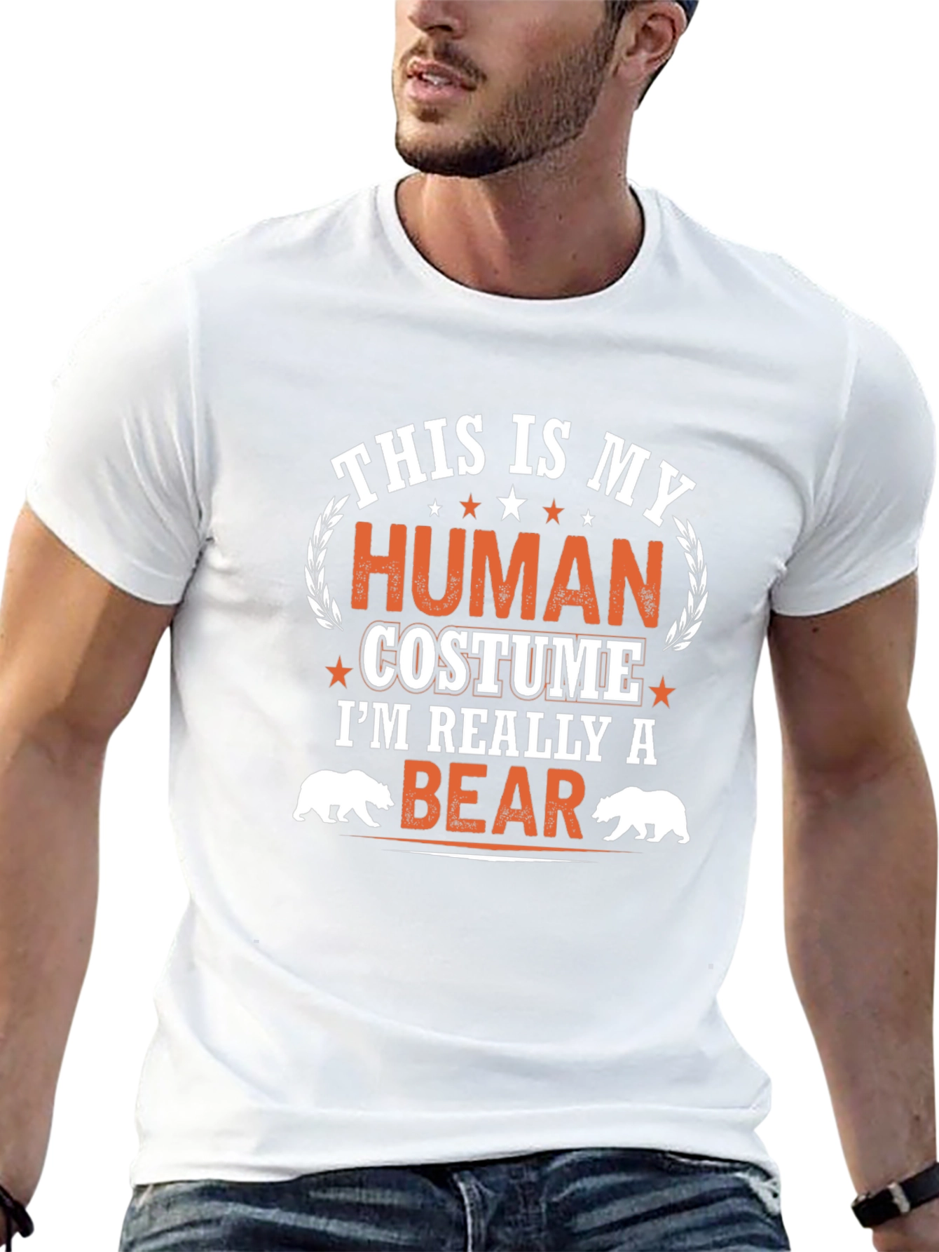 Human Costume Bear T-Shirt Funny Halloween Tee