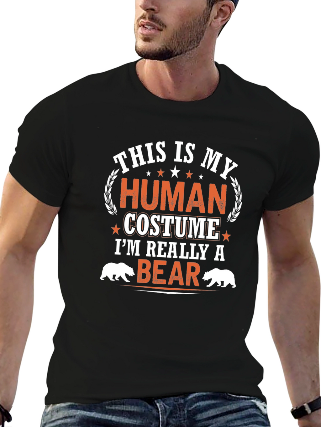 Human Costume Bear T-Shirt Funny Halloween Tee
