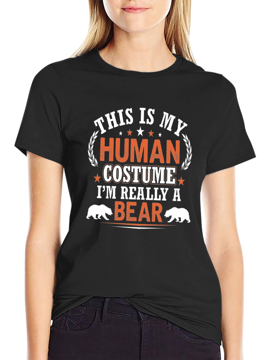 Human Costume Bear T-Shirt Funny Halloween Tee