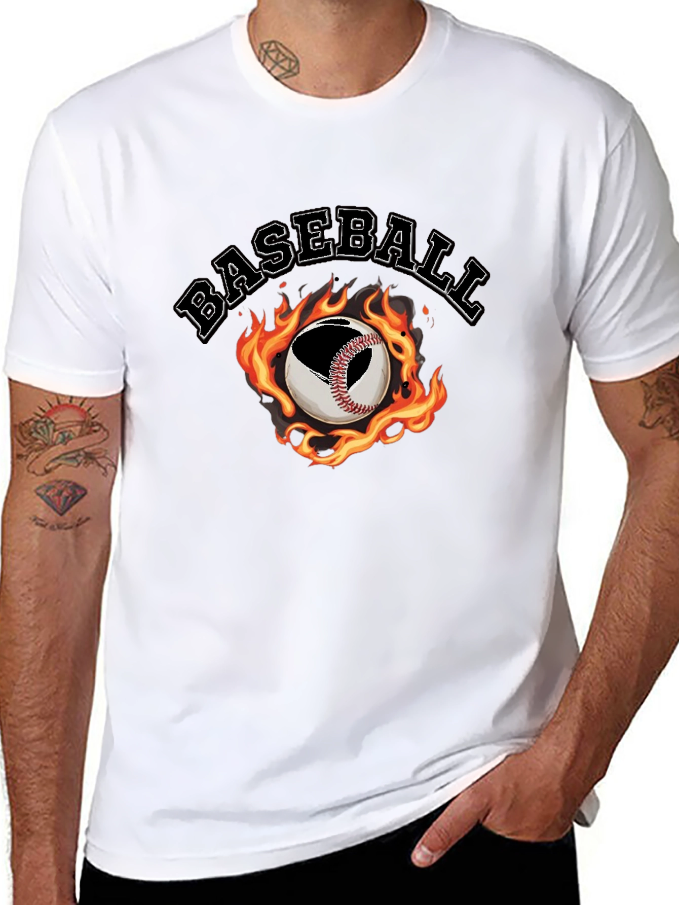 Baseball Fire Graphic T-Shirt