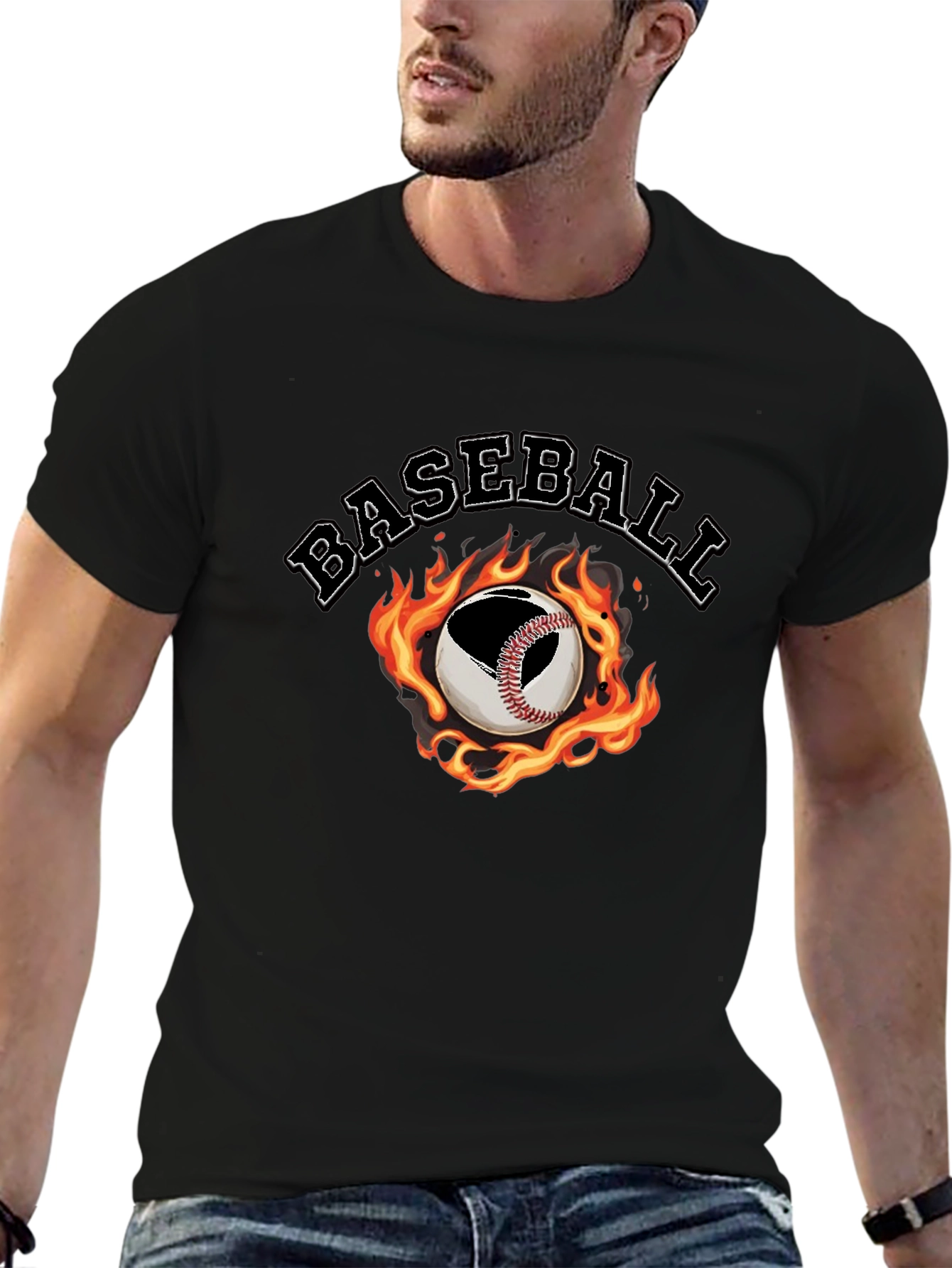 Baseball Fire Graphic T-Shirt