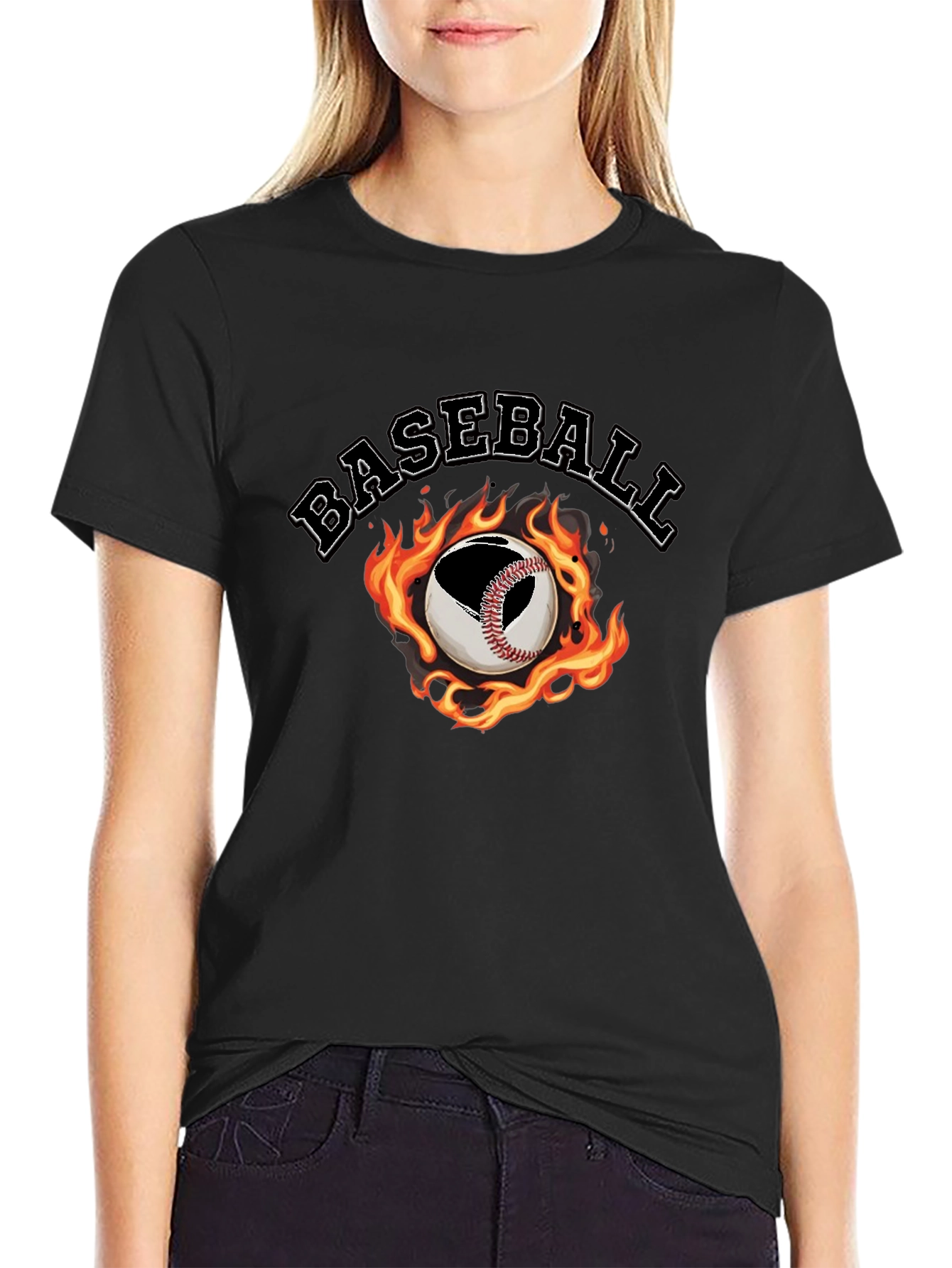 Baseball Fire Graphic T-Shirt