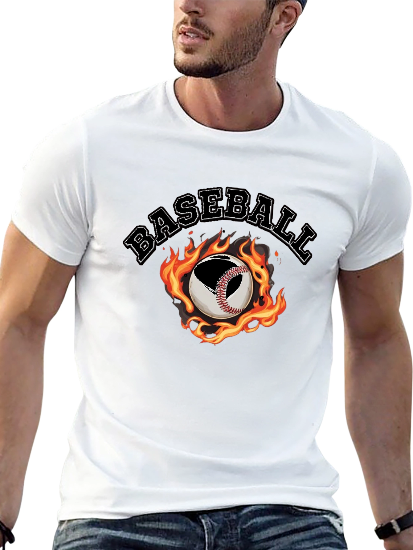 Baseball Fire Graphic T-Shirt