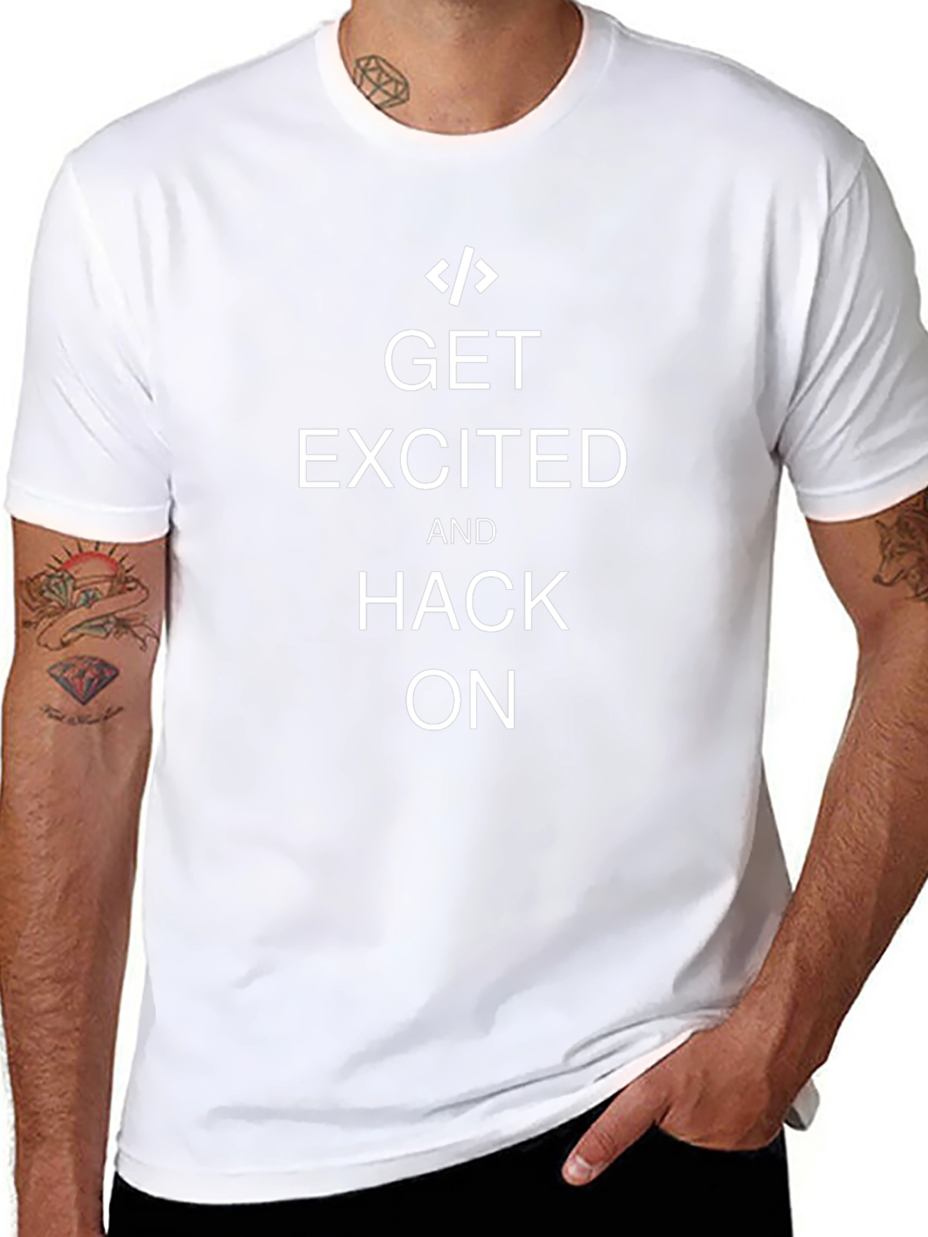 Get Excited and Hack On Black T-Shirt