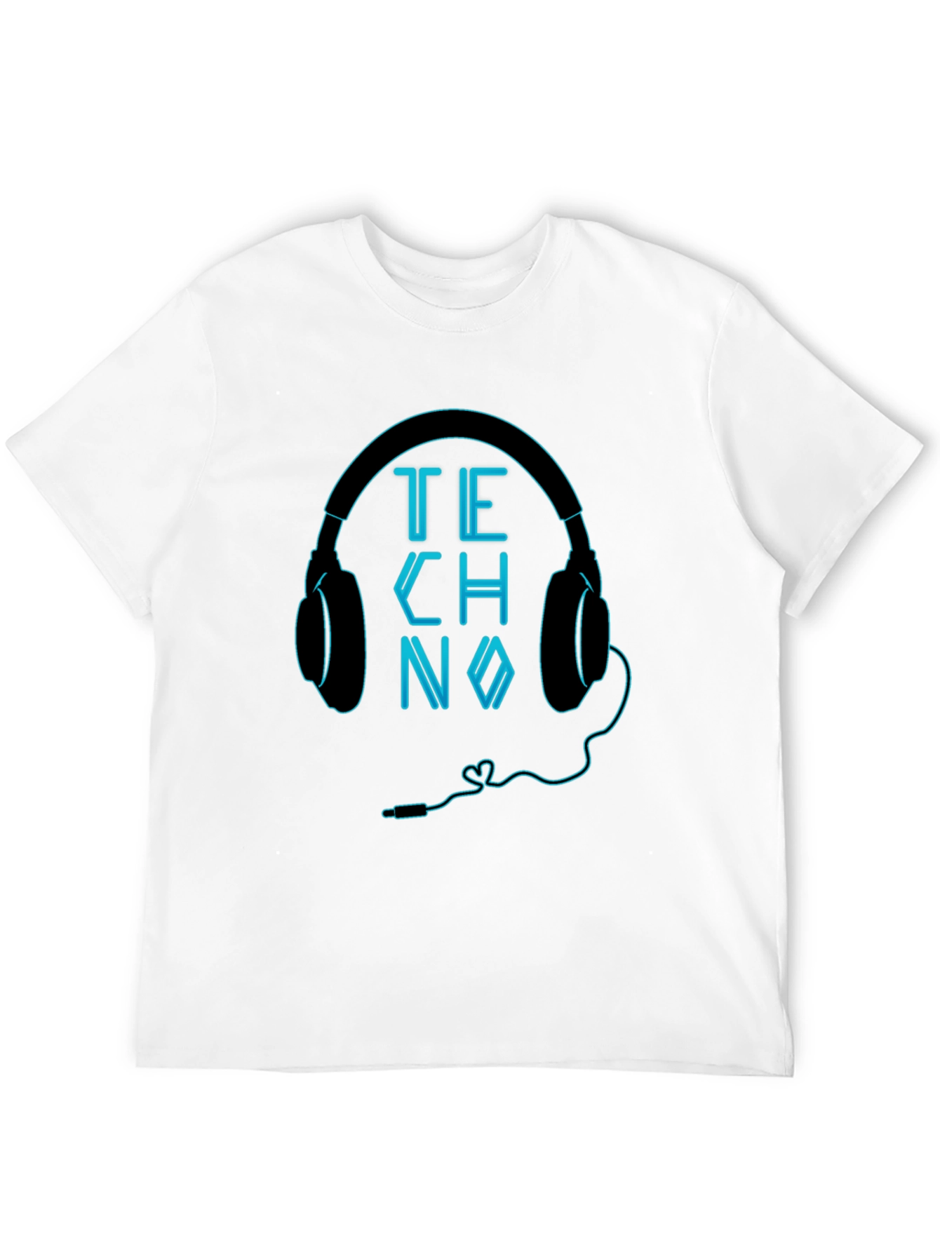 Techno Headphones Graphic Black T-Shirt