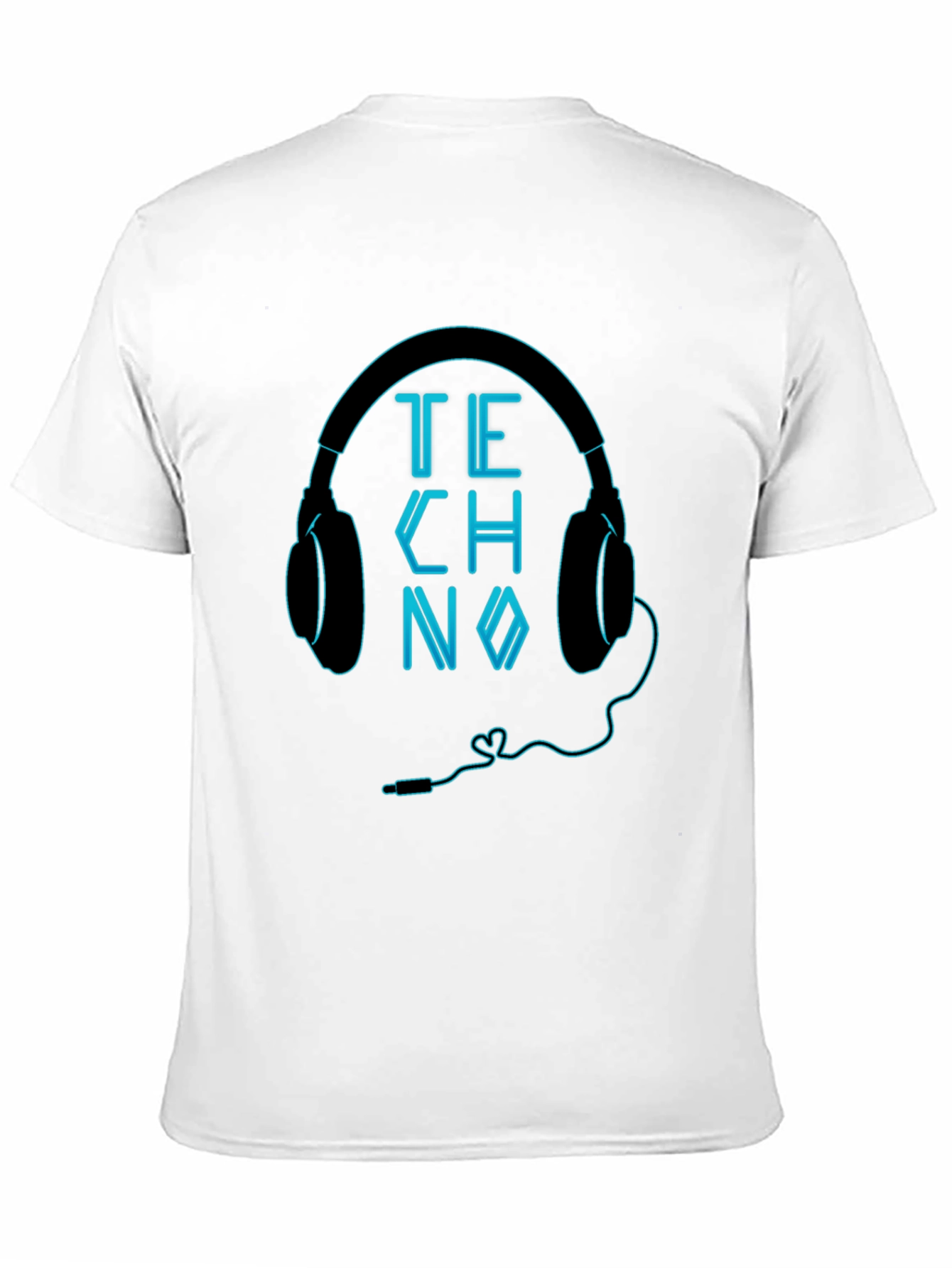 Techno Headphones Graphic Black T-Shirt
