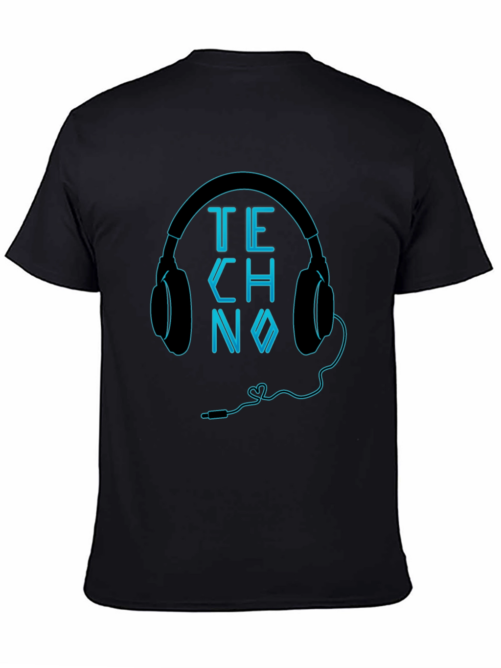 Techno Headphones Graphic Black T-Shirt