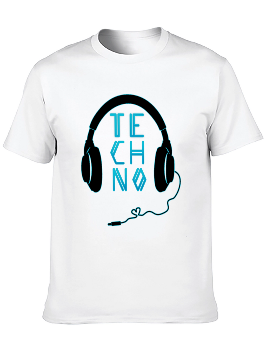 Techno Headphones Graphic Black T-Shirt