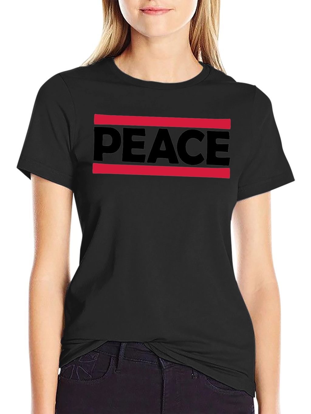 Peace Graphic Tee - Mens Black Cotton T-Shirt