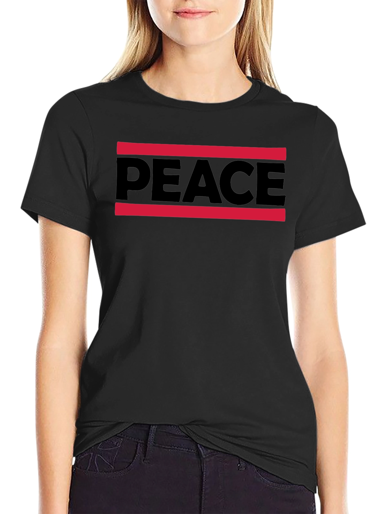Peace Graphic Tee - Mens Black Cotton T-Shirt