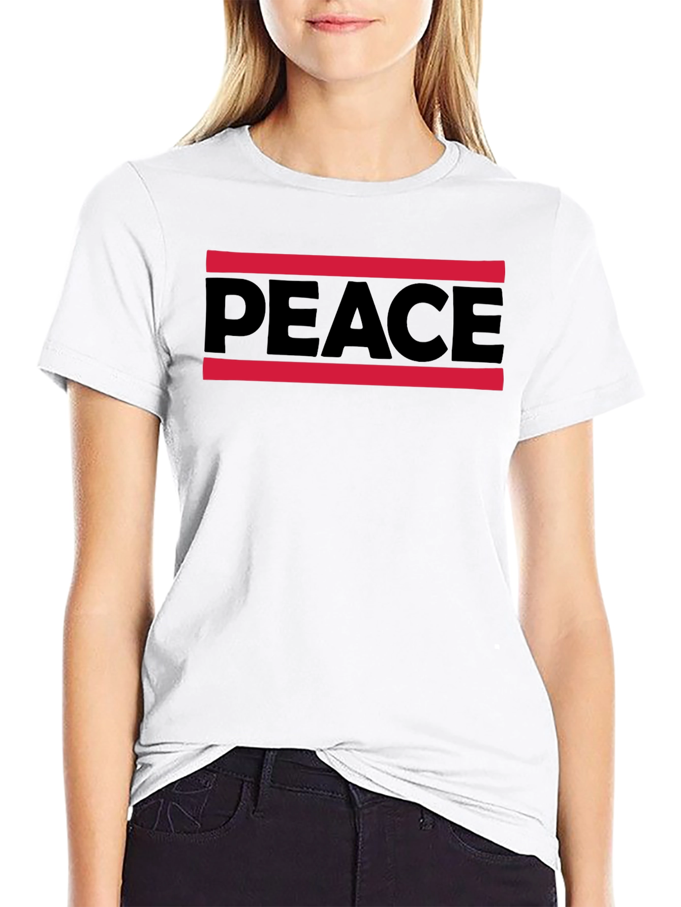 Peace Graphic Tee - Mens Black Cotton T-Shirt