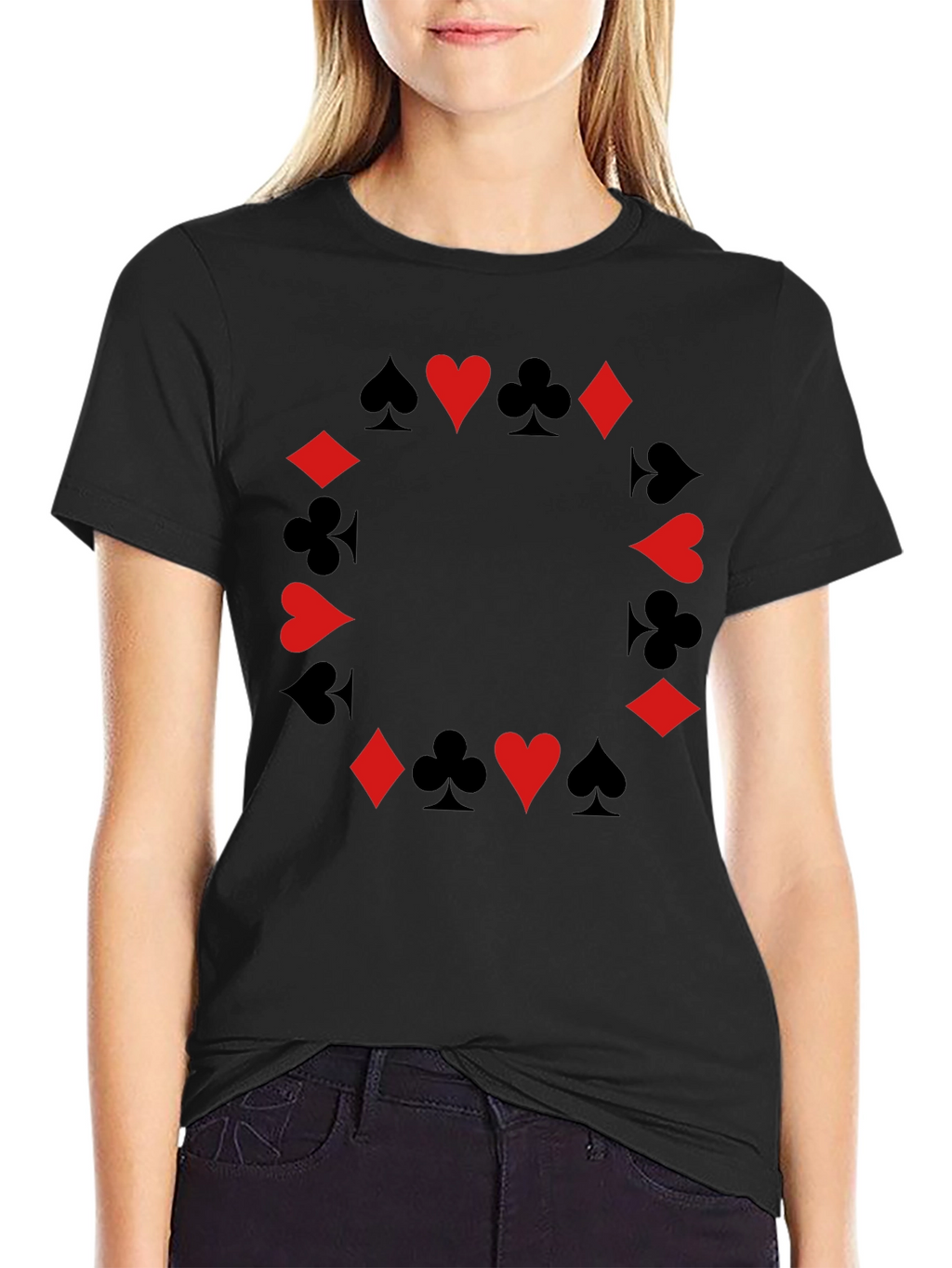 Suits Black T-Shirt - Poker Card Design