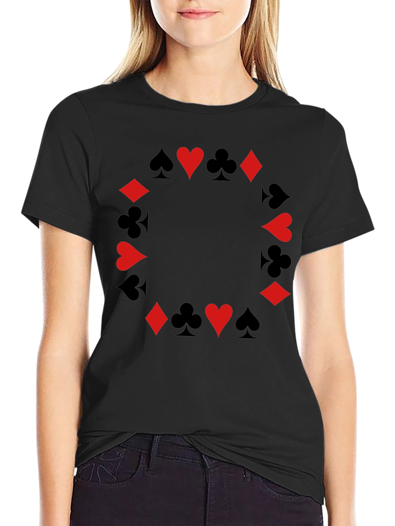 Suits Black T-Shirt - Poker Card Design