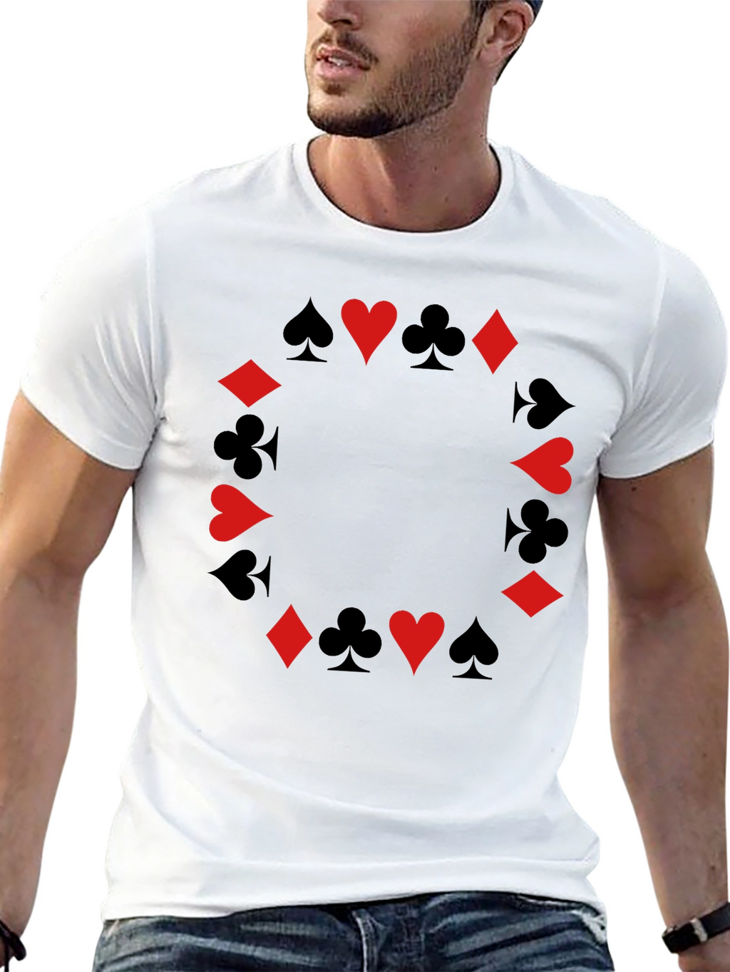 Suits Black T-Shirt - Poker Card Design