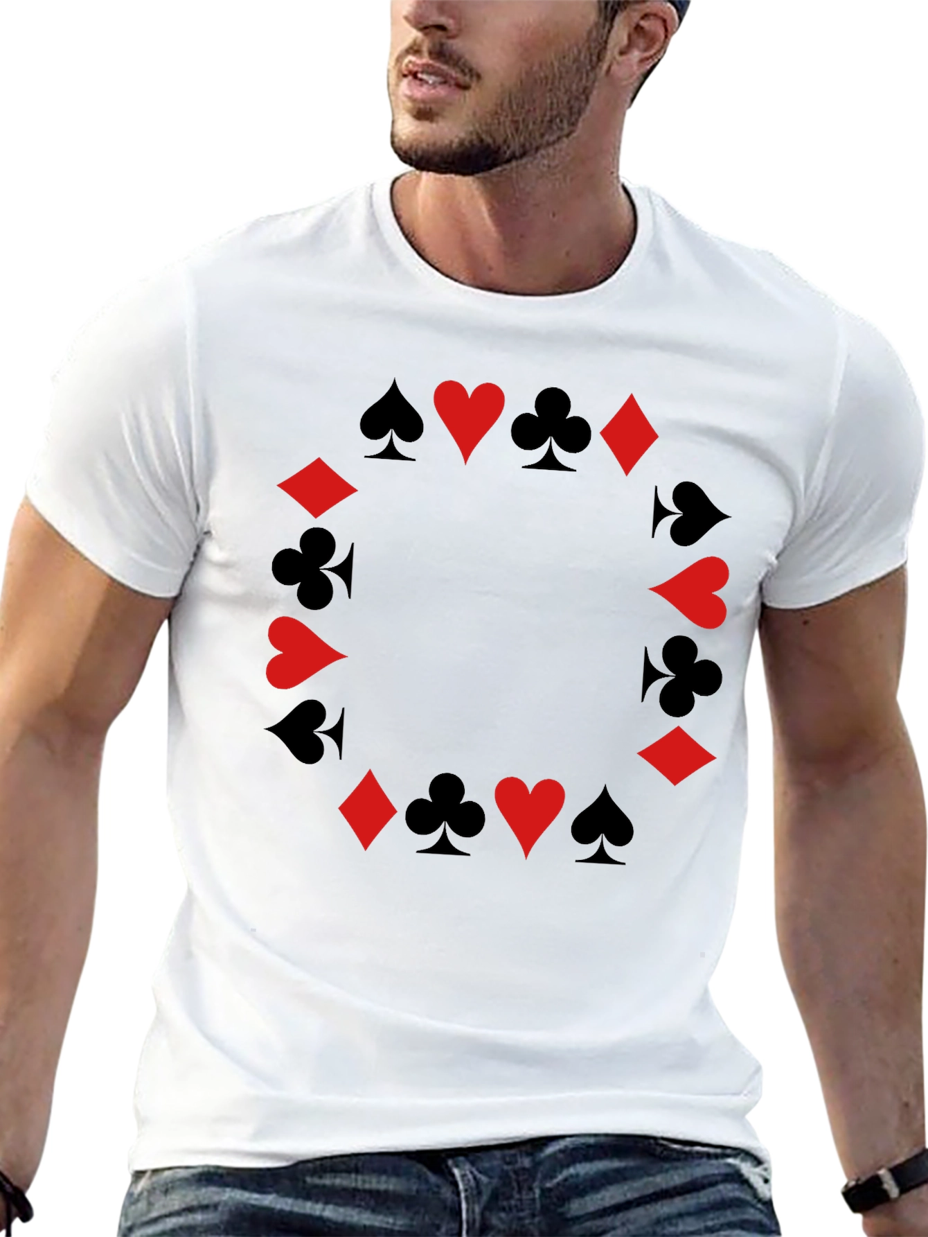 Suits Black T-Shirt - Poker Card Design