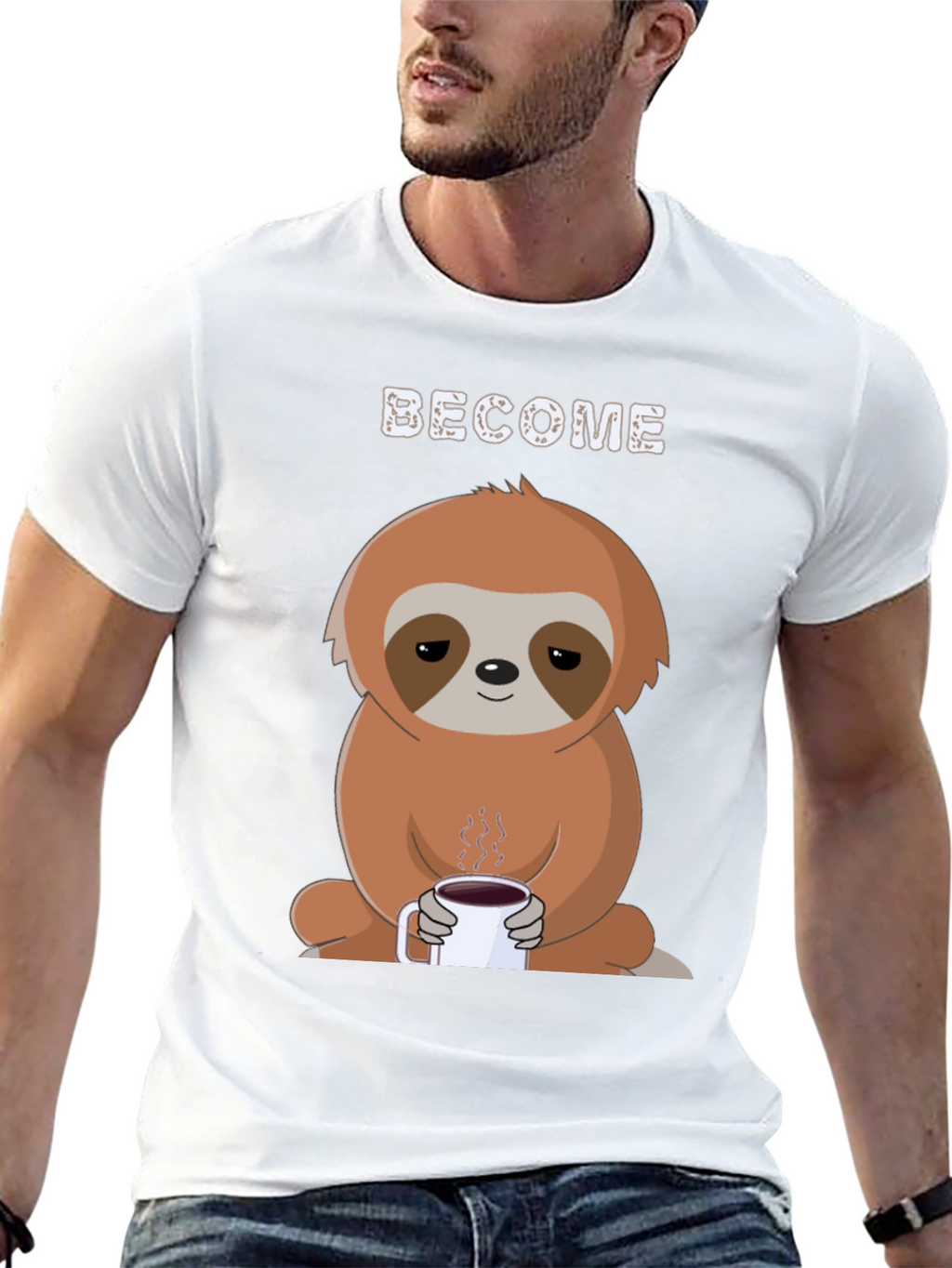 Become Coffee Sloth T-Shirt - Relaxed Graphic Tee