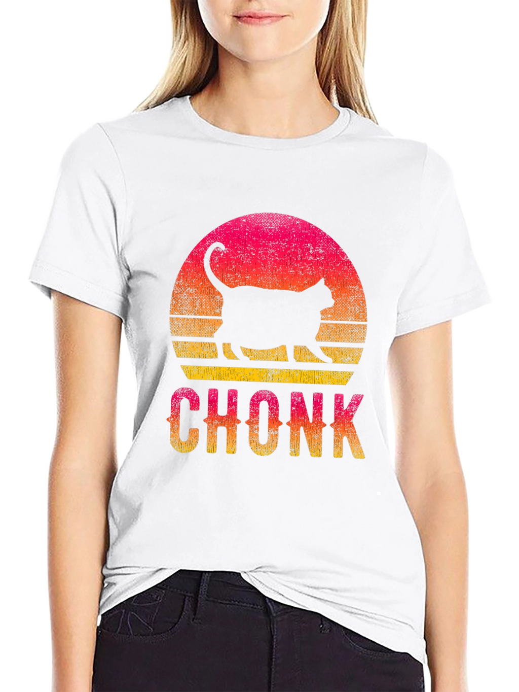 Chonk Cat Sunset Graphic T-Shirt