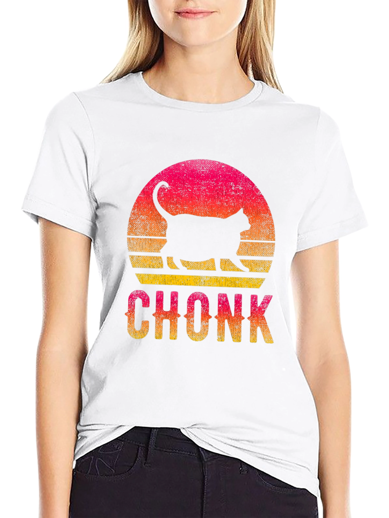Chonk Cat Sunset Graphic T-Shirt