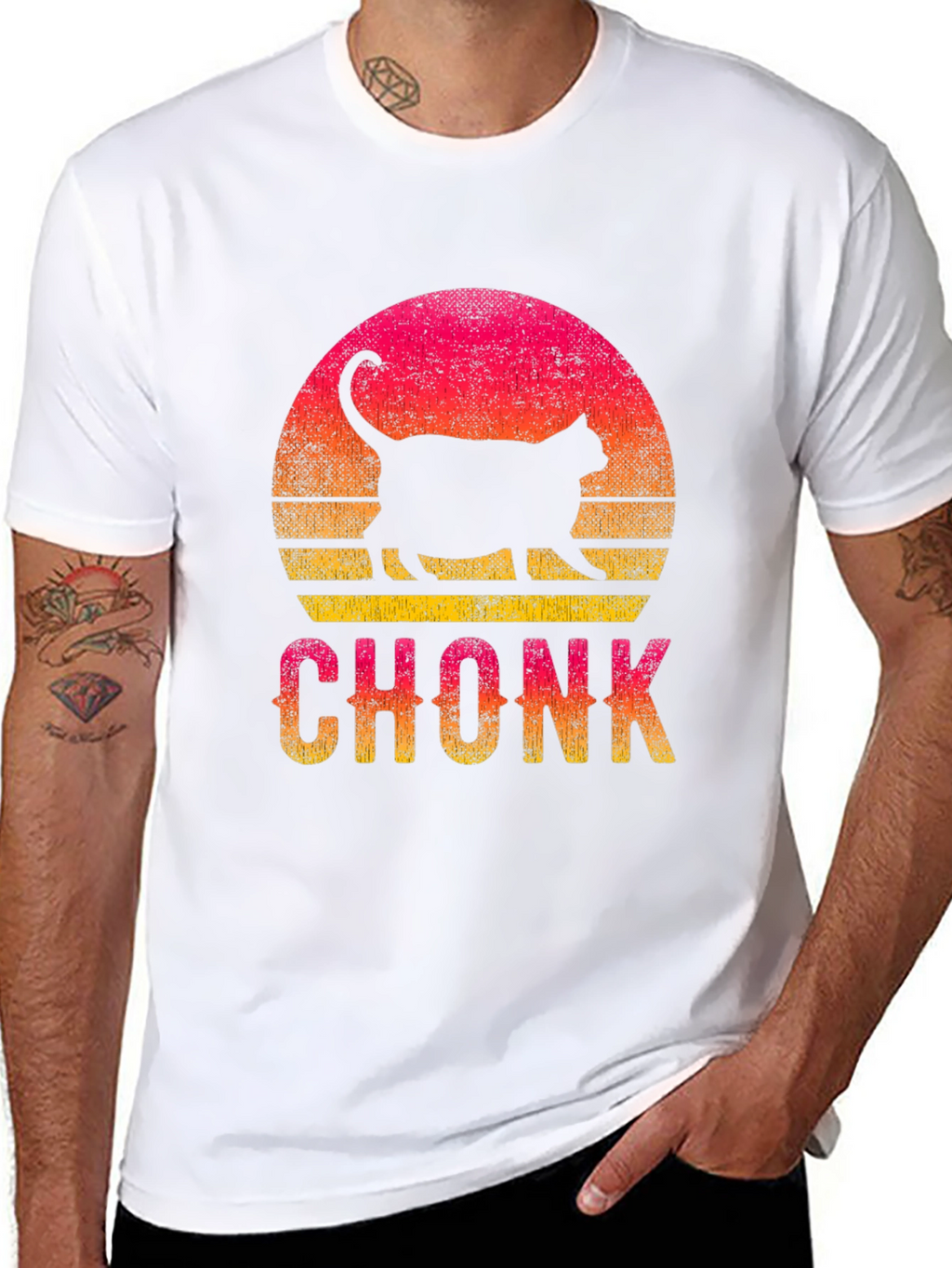 Chonk Cat Sunset Graphic T-Shirt