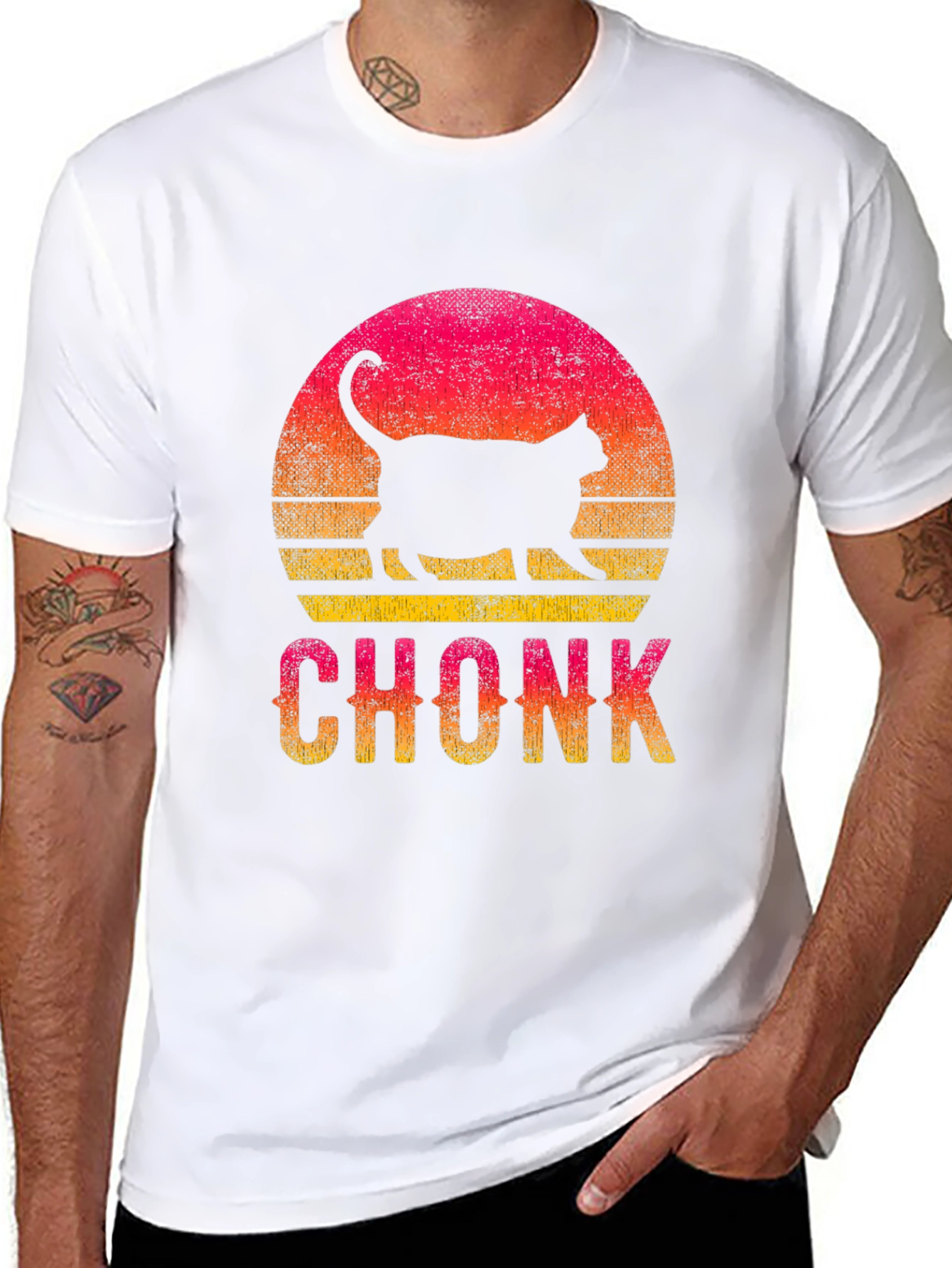 Chonk Cat Sunset Graphic T-Shirt