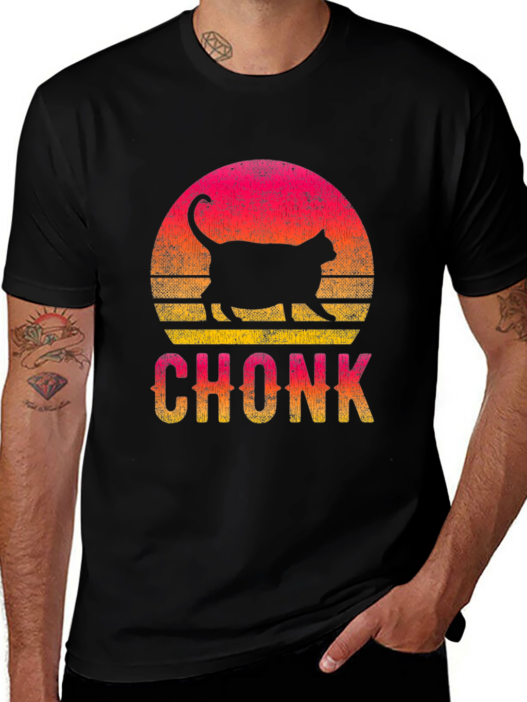 Chonk Cat Sunset Graphic T-Shirt