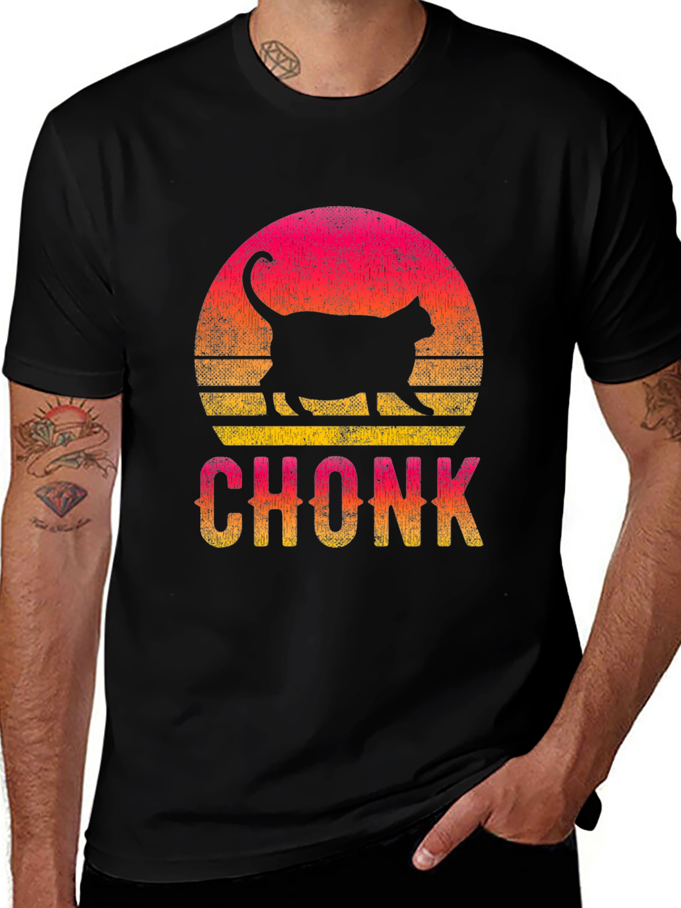 Chonk Cat Sunset Graphic T-Shirt